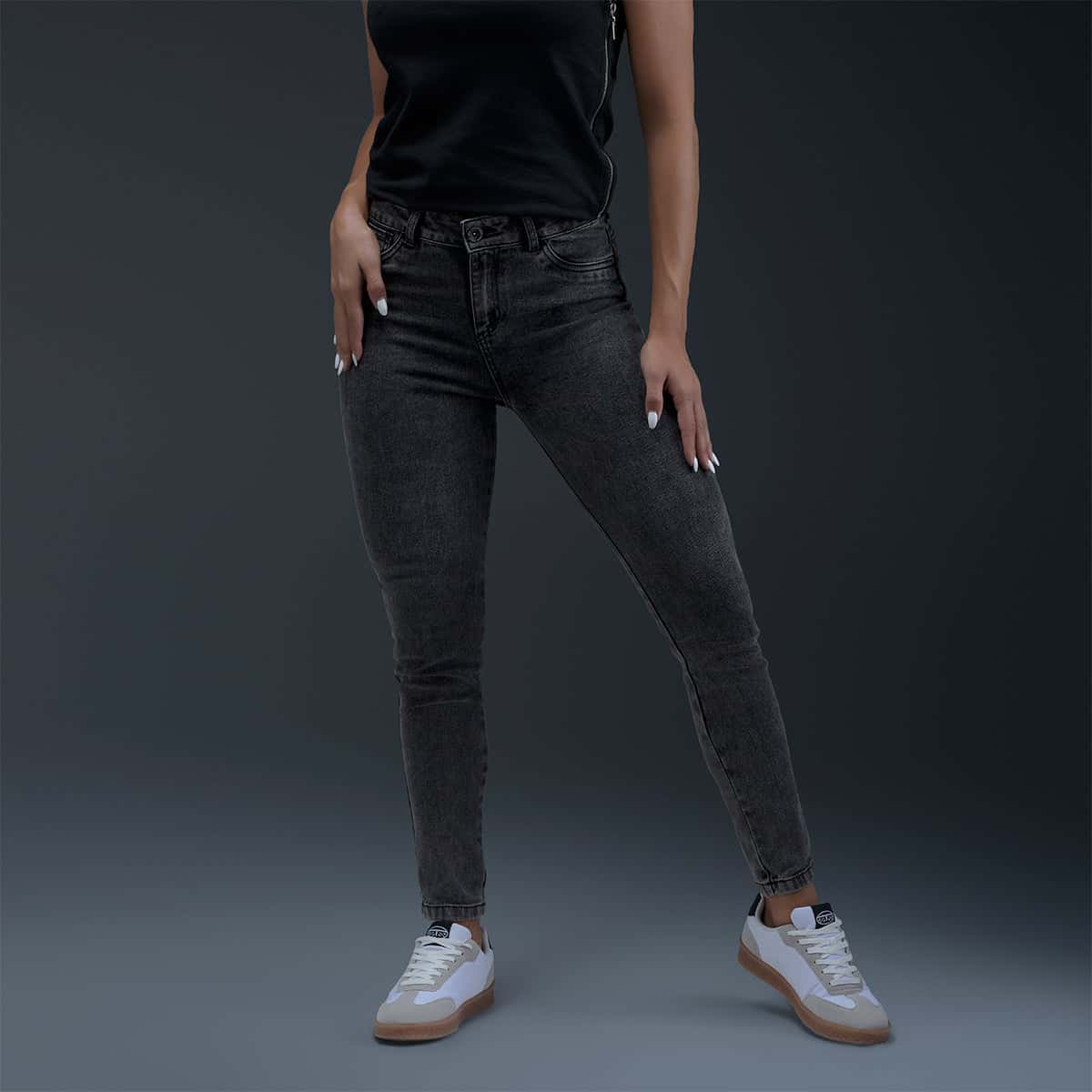 Jeans Gris Skinny Mujer