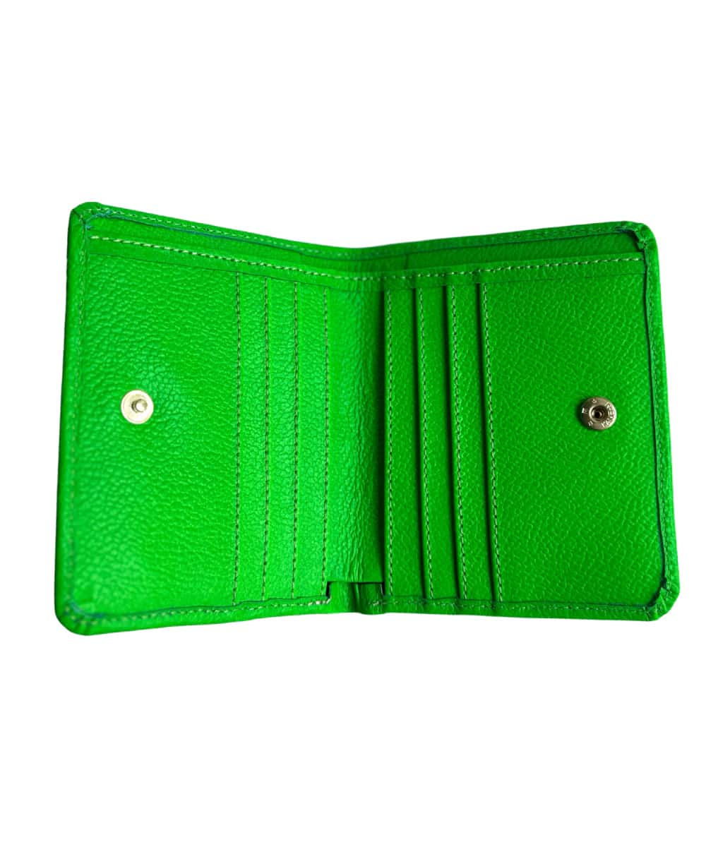 Billetera para mujer en cuero verde neón - miniatura 2