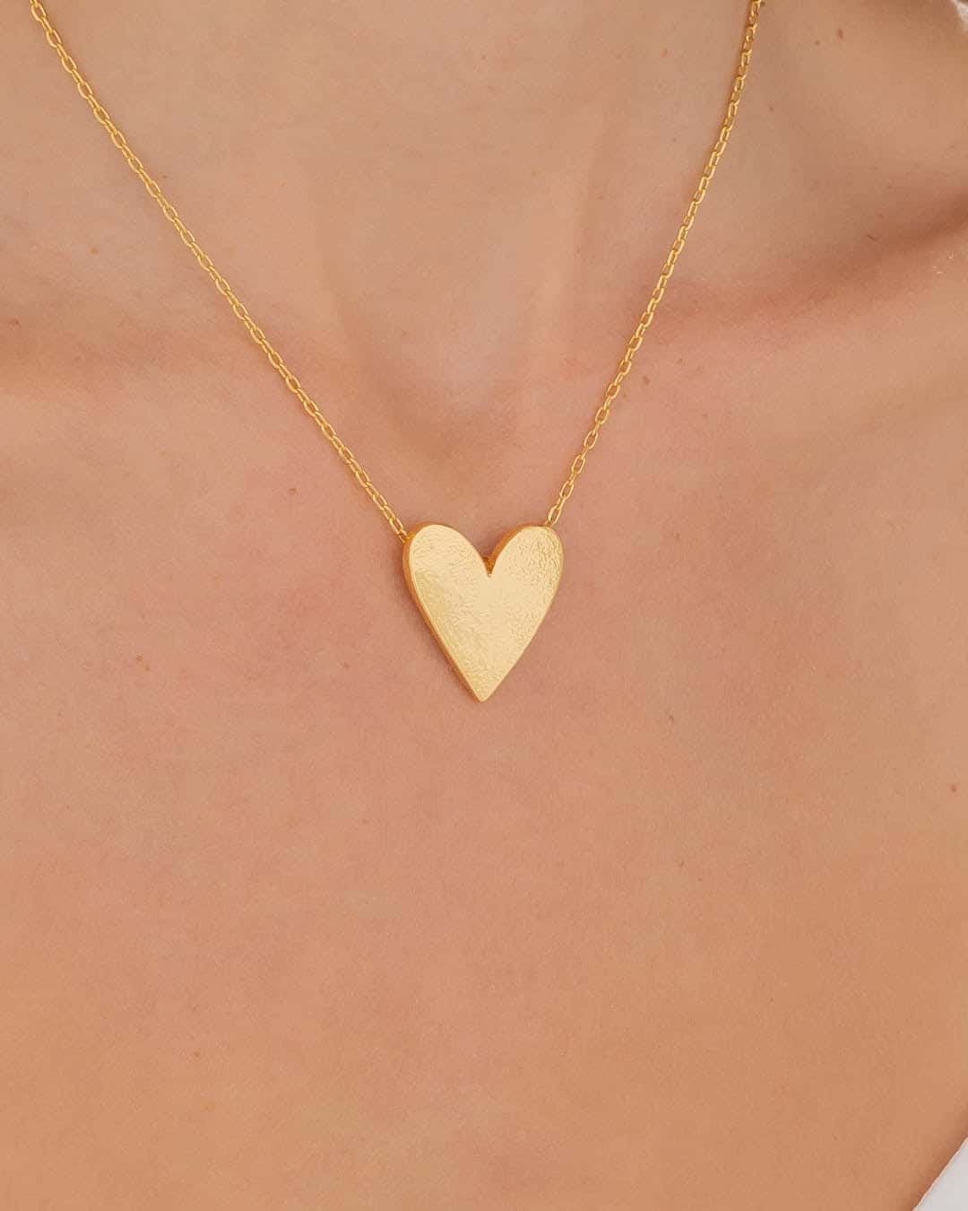 Collar Corazón Textura Oro