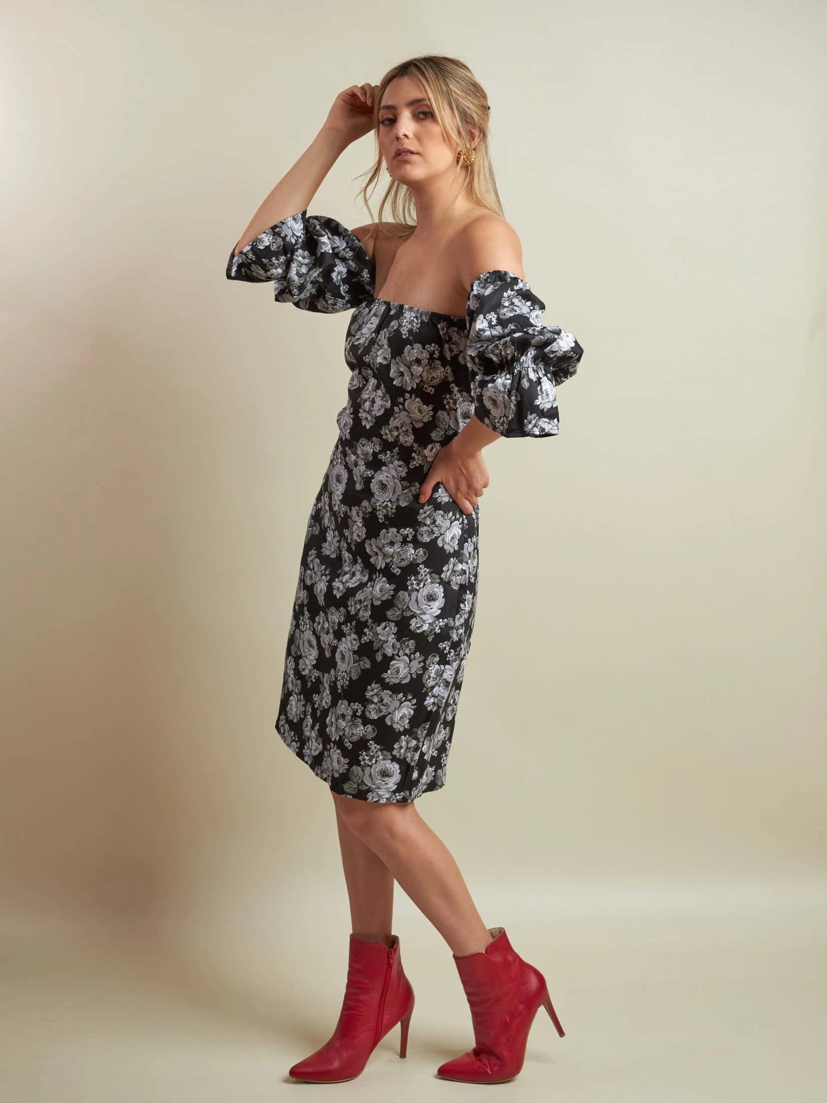 Vestido Mireya Negro Estampado - miniatura 4