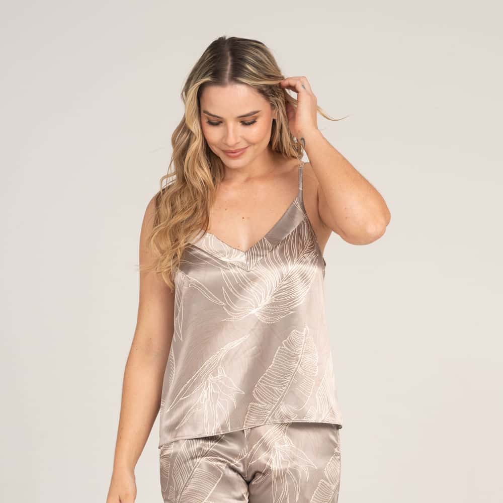 Camisa Satin Tiras Paraiso.