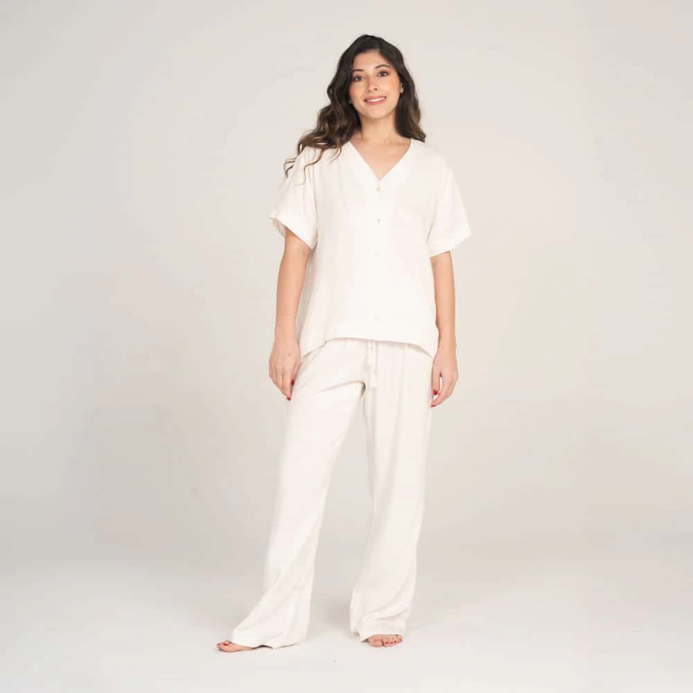 Conjunto de Pijama Pantalón Largo Lino.
