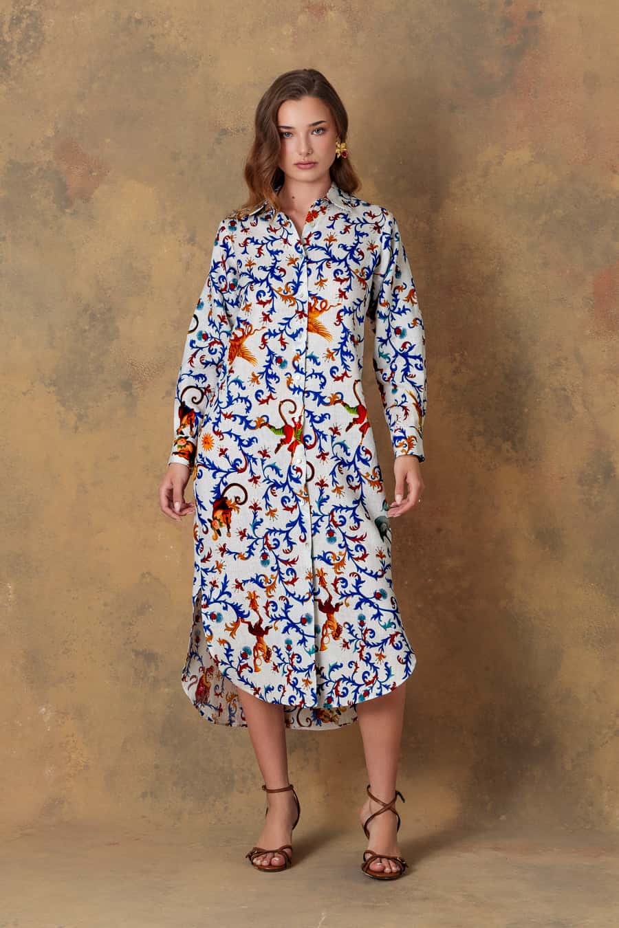 Women's dress linen chiron white