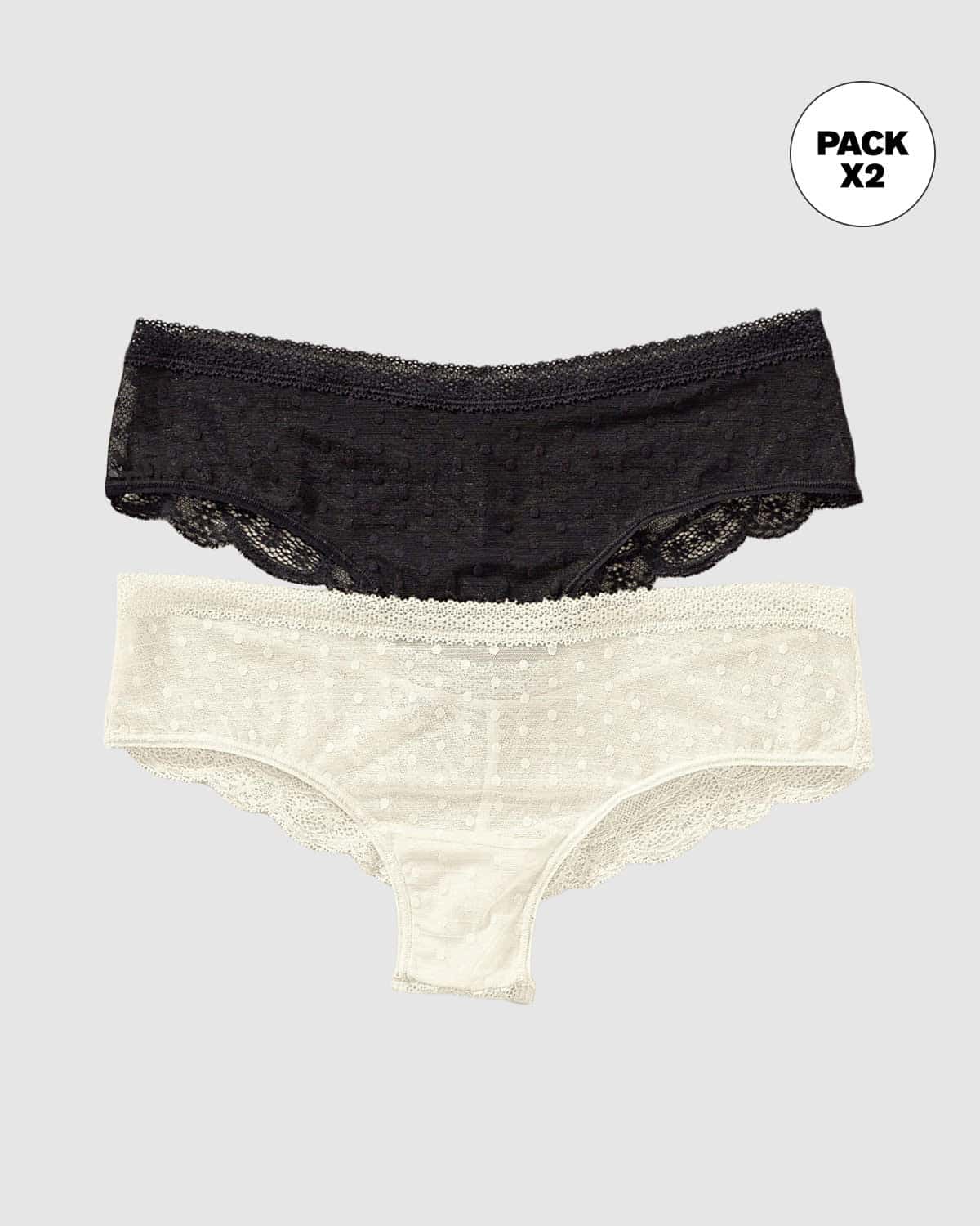 Paquete x 2 Panties Cacheteros en Encaje y Tul