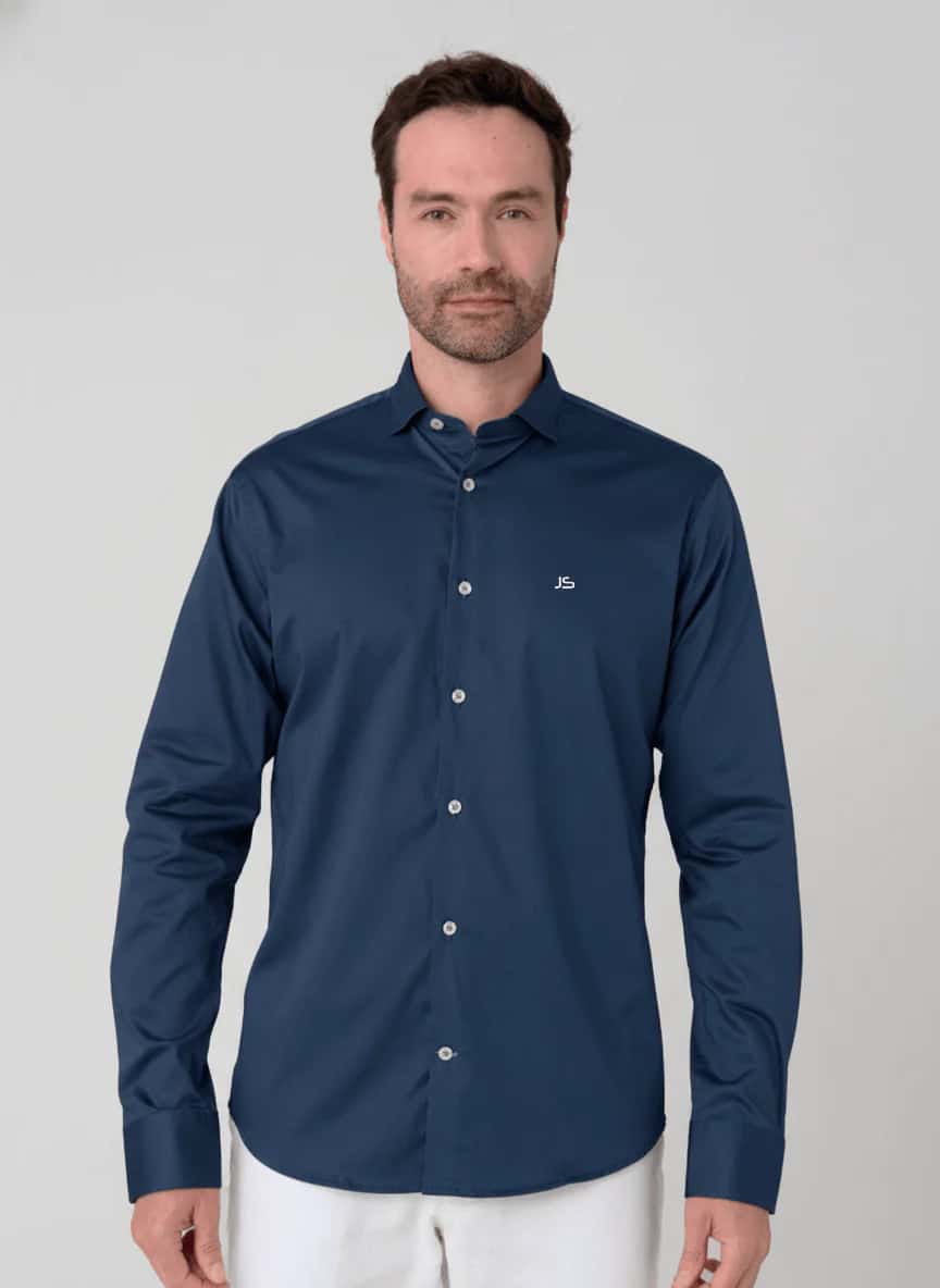 camisa ML con contrastes en cuello