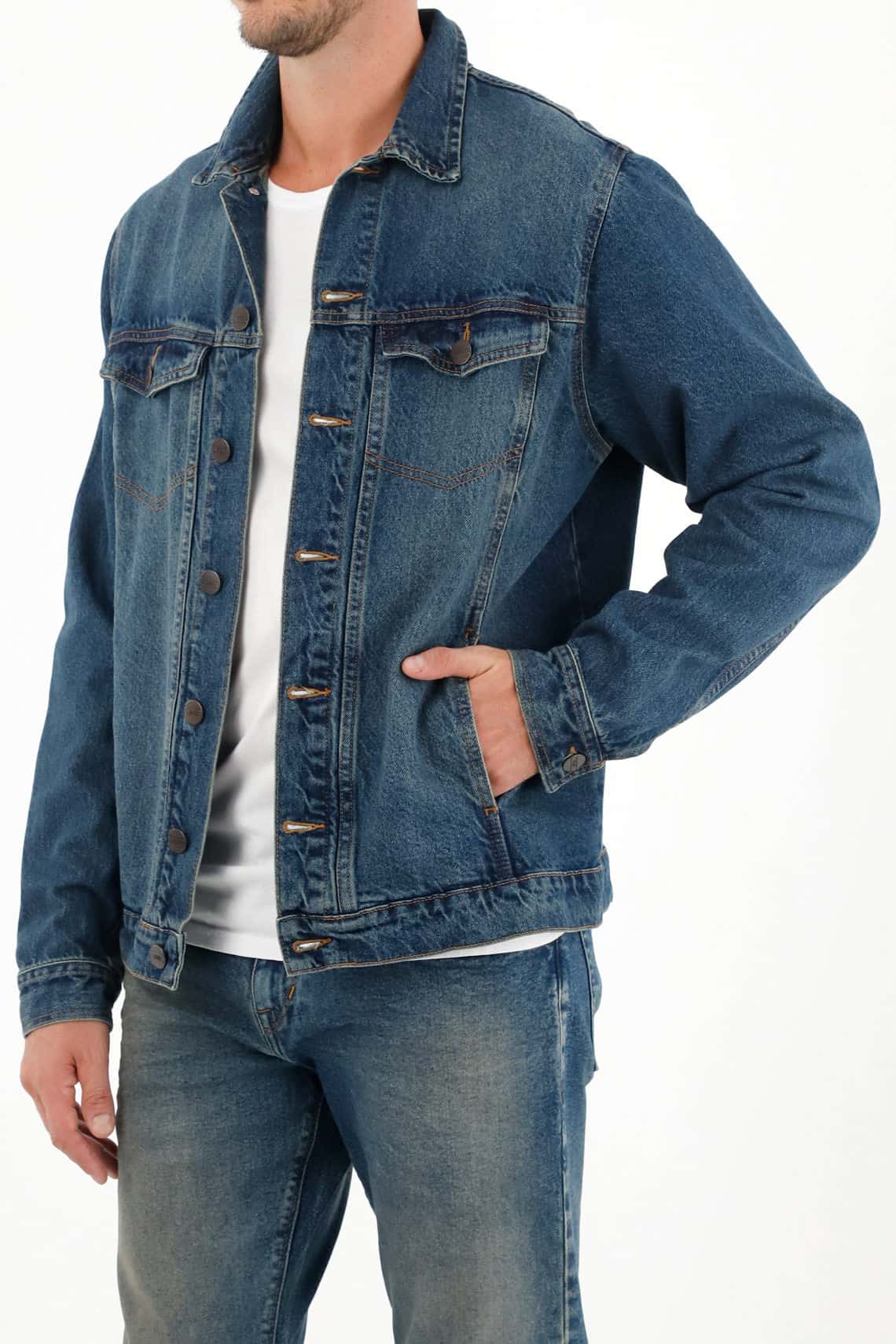 Chaqueta azul en denim para hombre