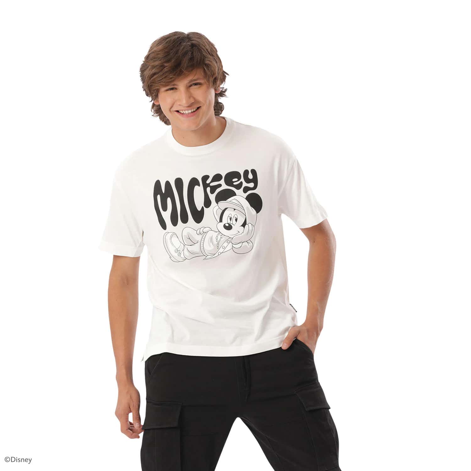 Camiseta Oversize Blanca Mickey Mouse In Real Life Feel