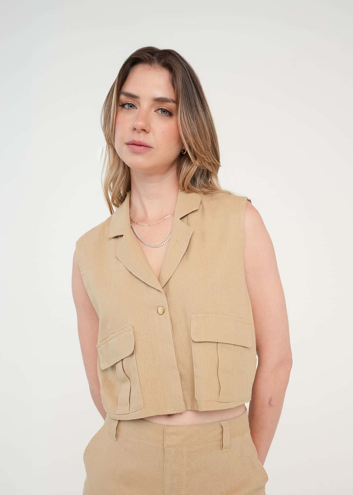 Camisa manga sisa con bolsillos