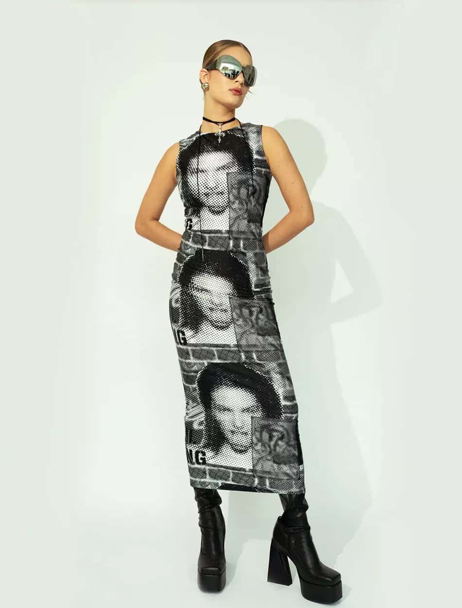 Sleveless Maxi Dress in Halftone