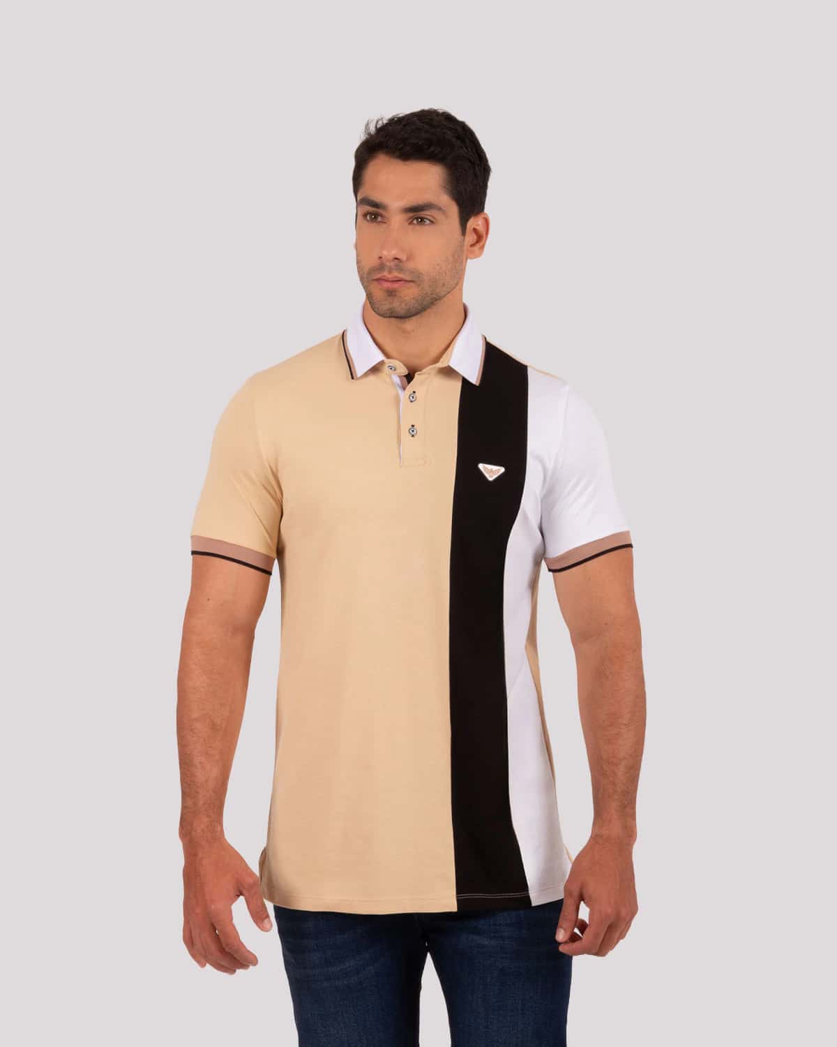Polo blanca de rayas para hombre