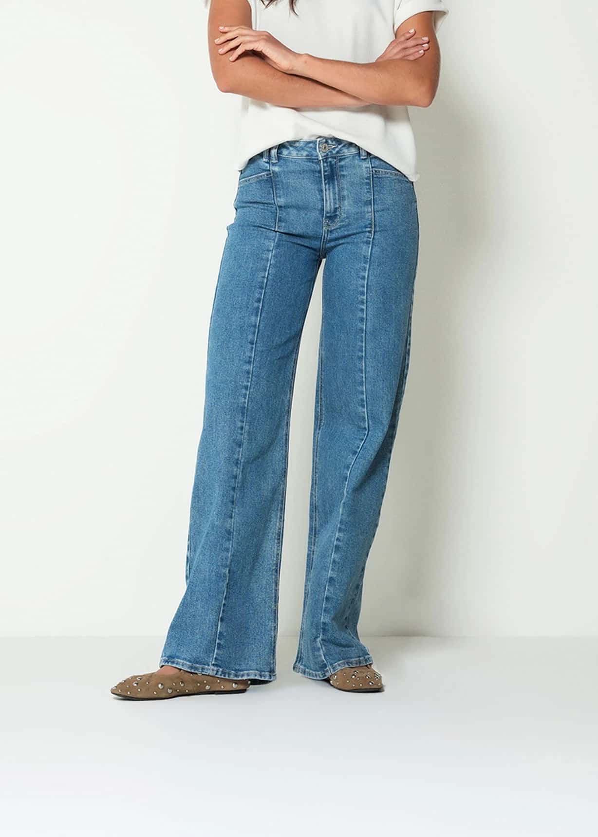 Jean wide leg tiro alto