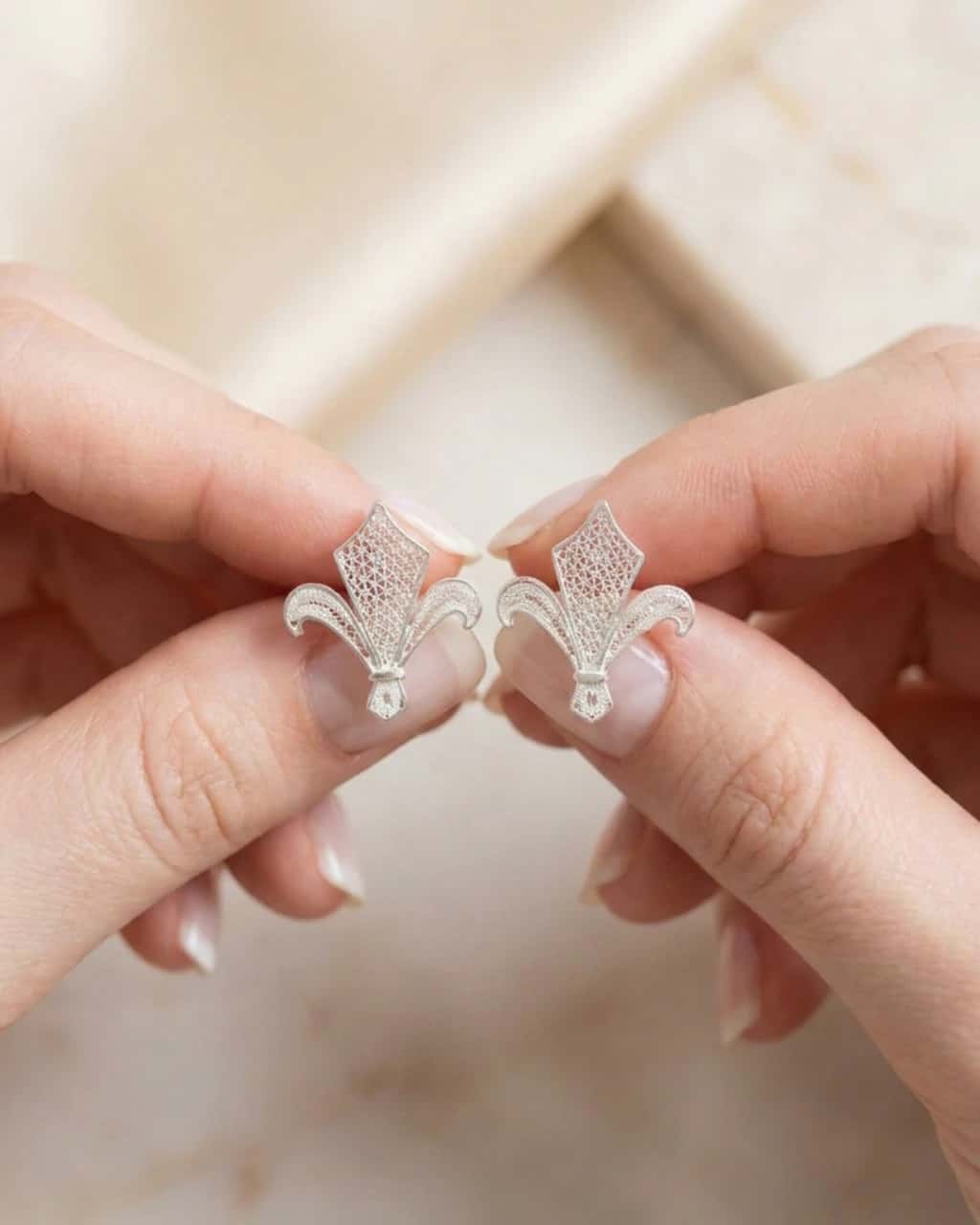 Aretes Topos Flor de Nobleza en Plata ley 950 Filigrana