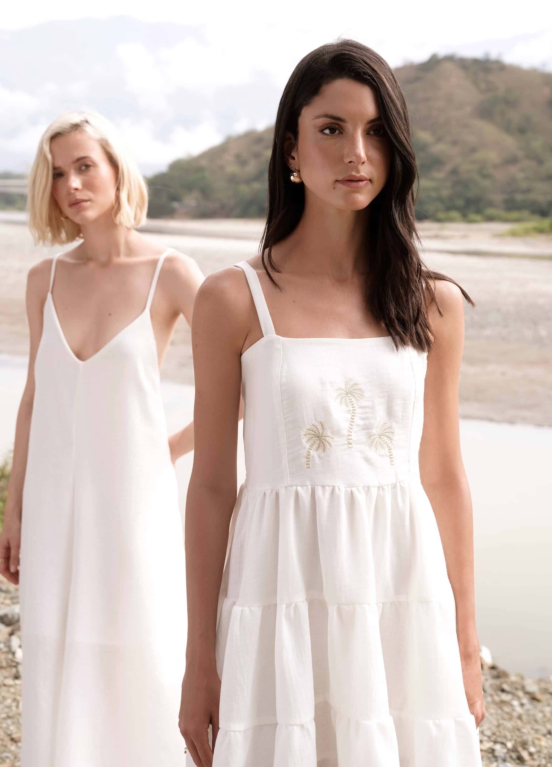 Vestido Corto Jardinero Marfil