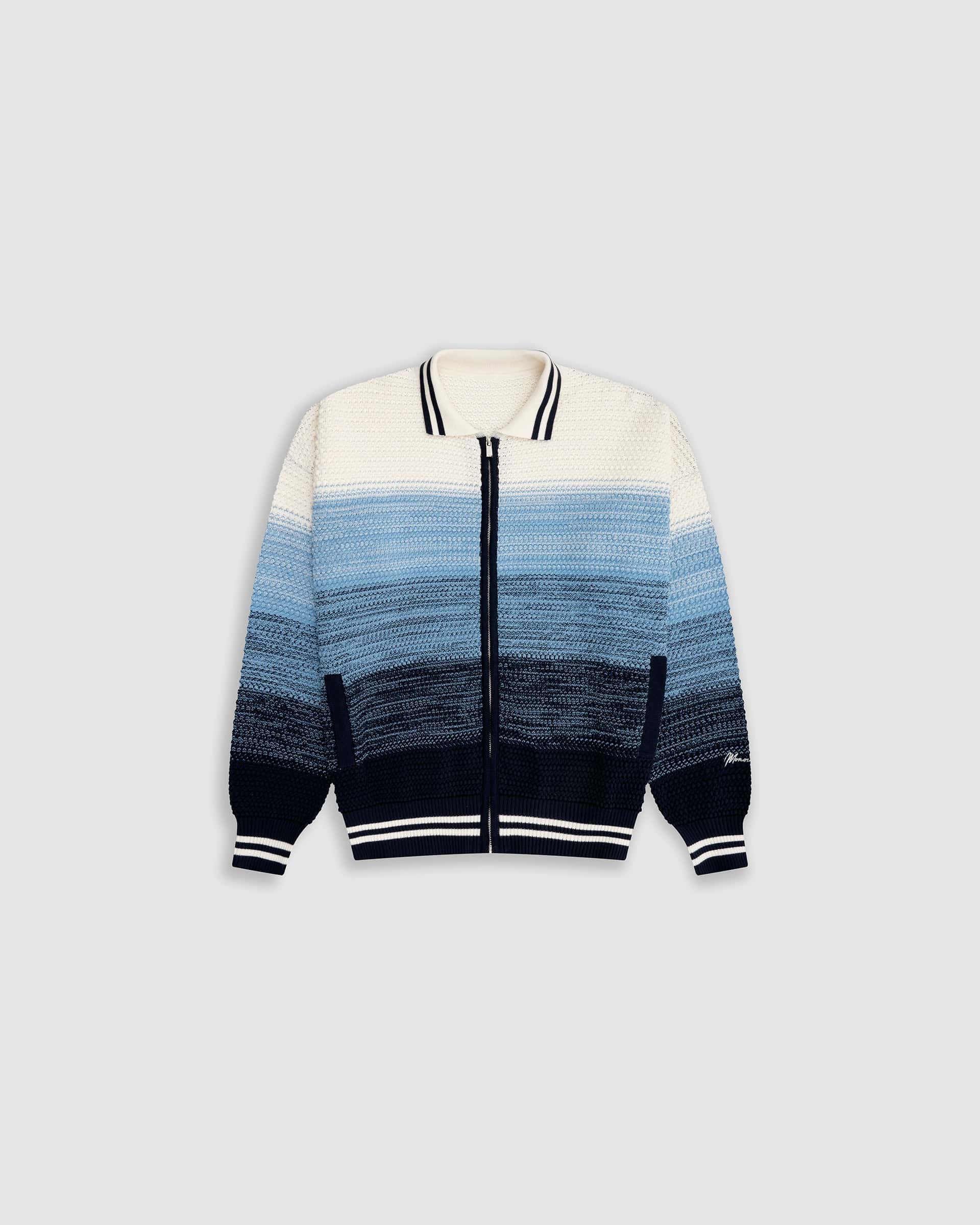 Zip Polo Gradient Knitwear - Azul y Crema