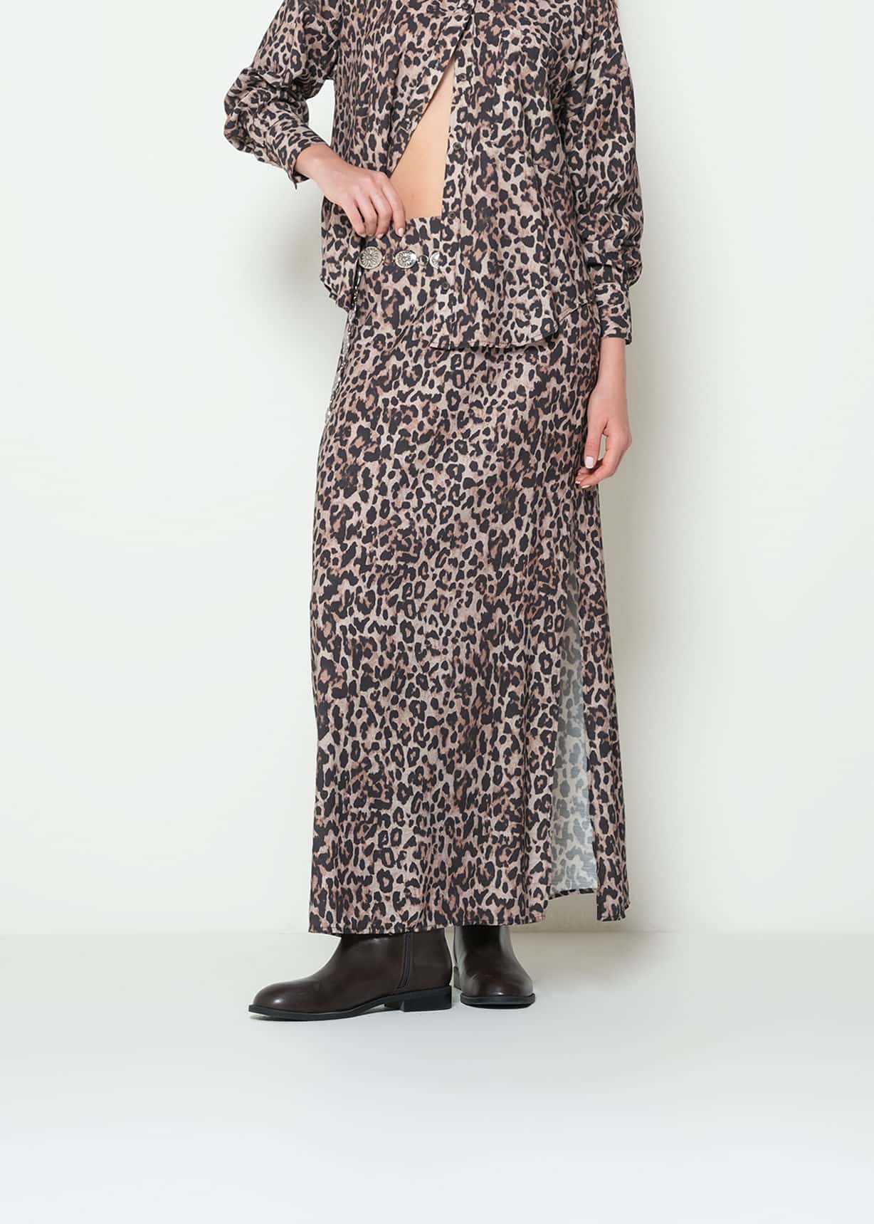 Falda larga animal print