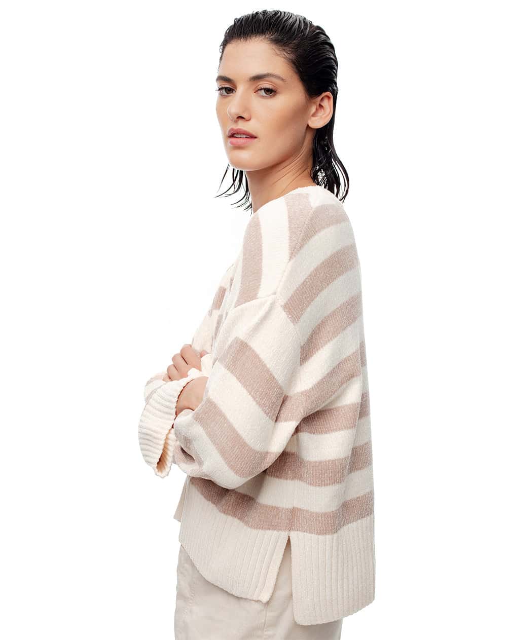 Suéter oversize rayas mujer