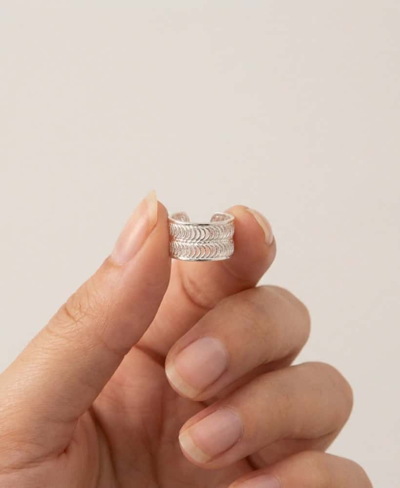 Earcuff Argolla Rejilla gruesa en Plata ley 950 Filigrana
