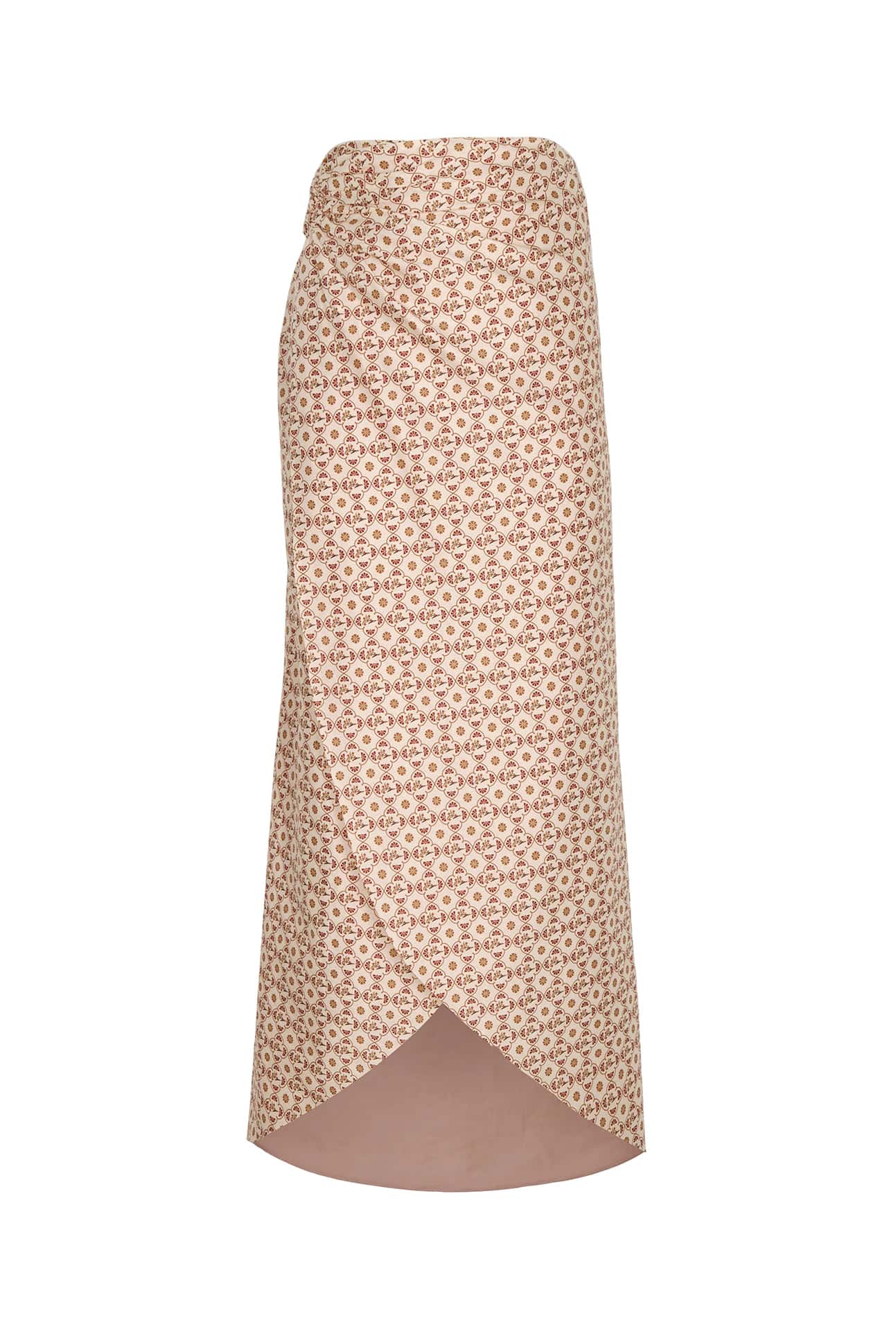 Siboney Cotton Bio Wrap Midi Skirt / Beige May Flower