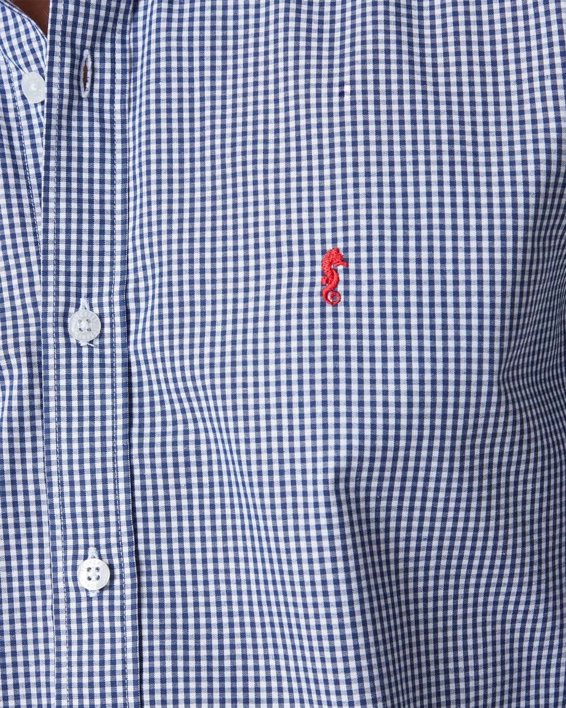 Camisa 100% Algodón Manga Larga Cuadros Azul Oscuro - miniatura 2