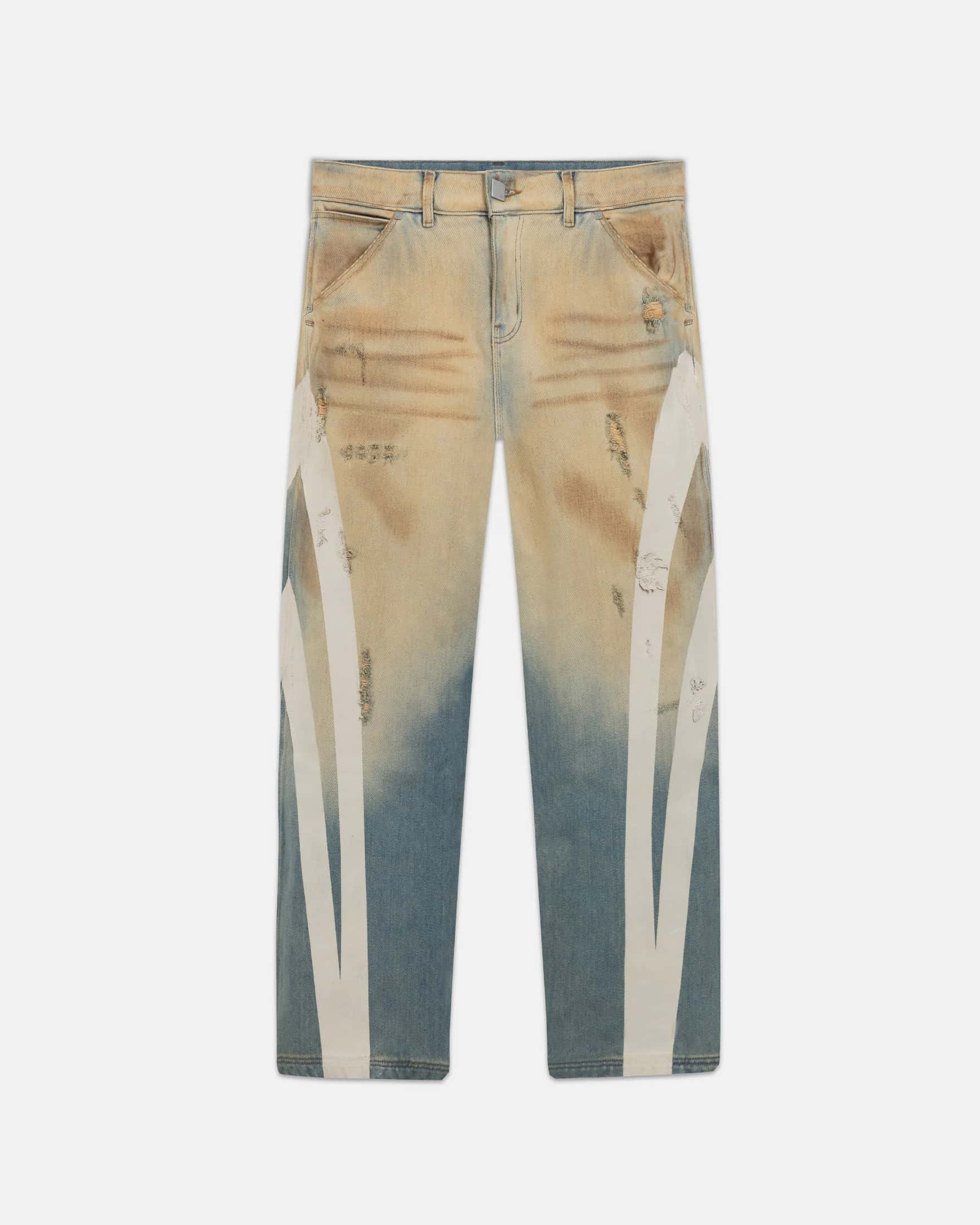 Holy State Stripe Wide Jeans Sand Blue