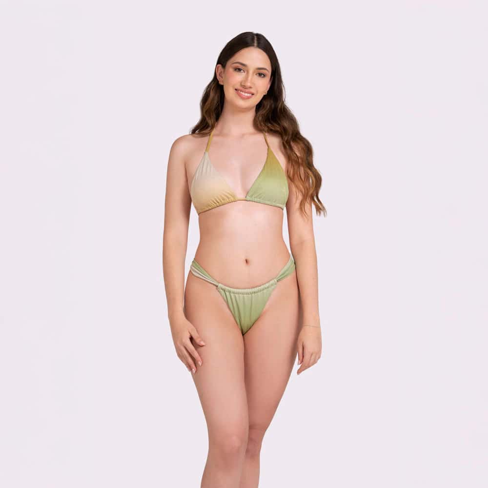 Vestido de Baño Dos Piezas Corte Alto Degradado Verde Onda