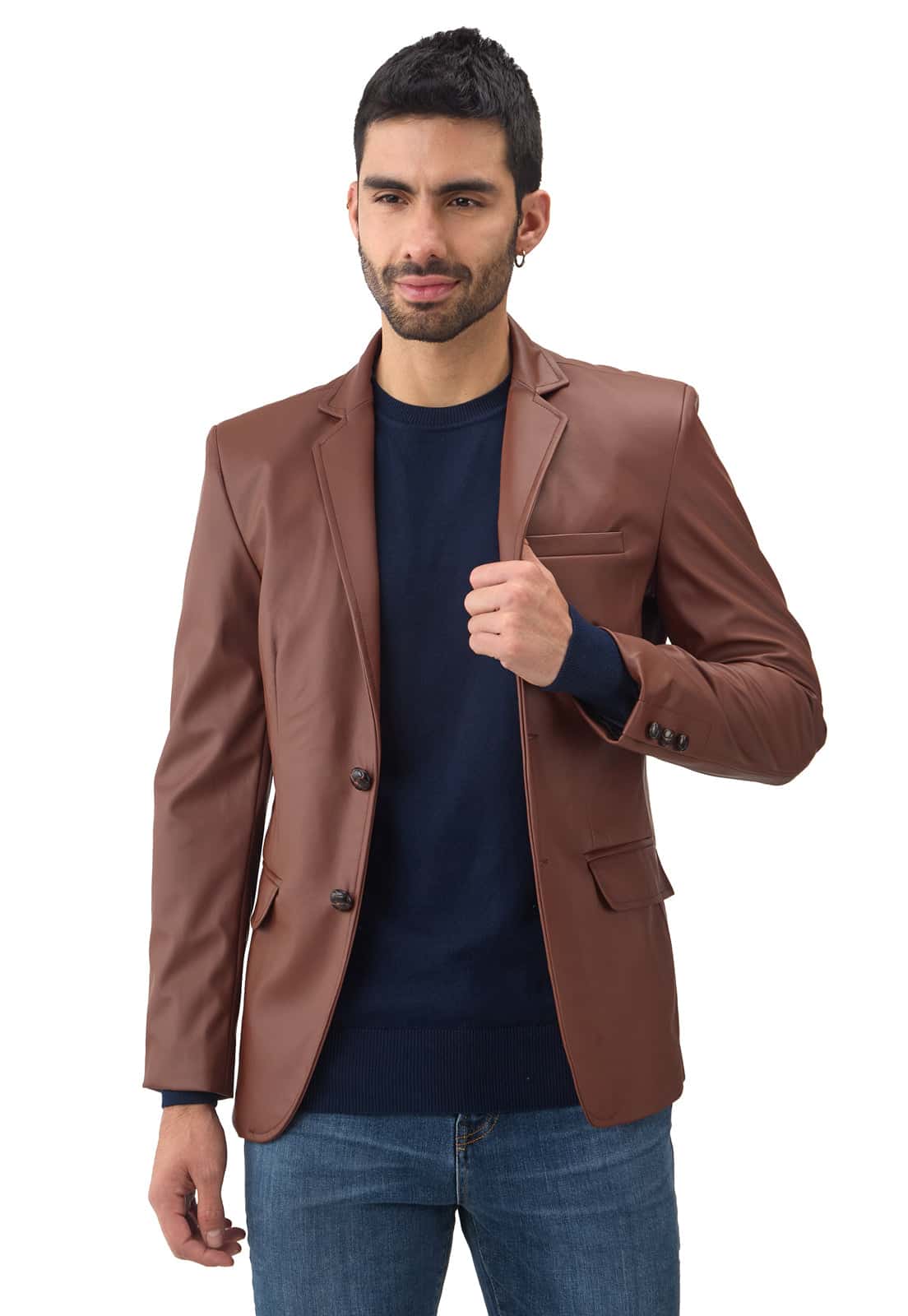 Blazer en cuerina café