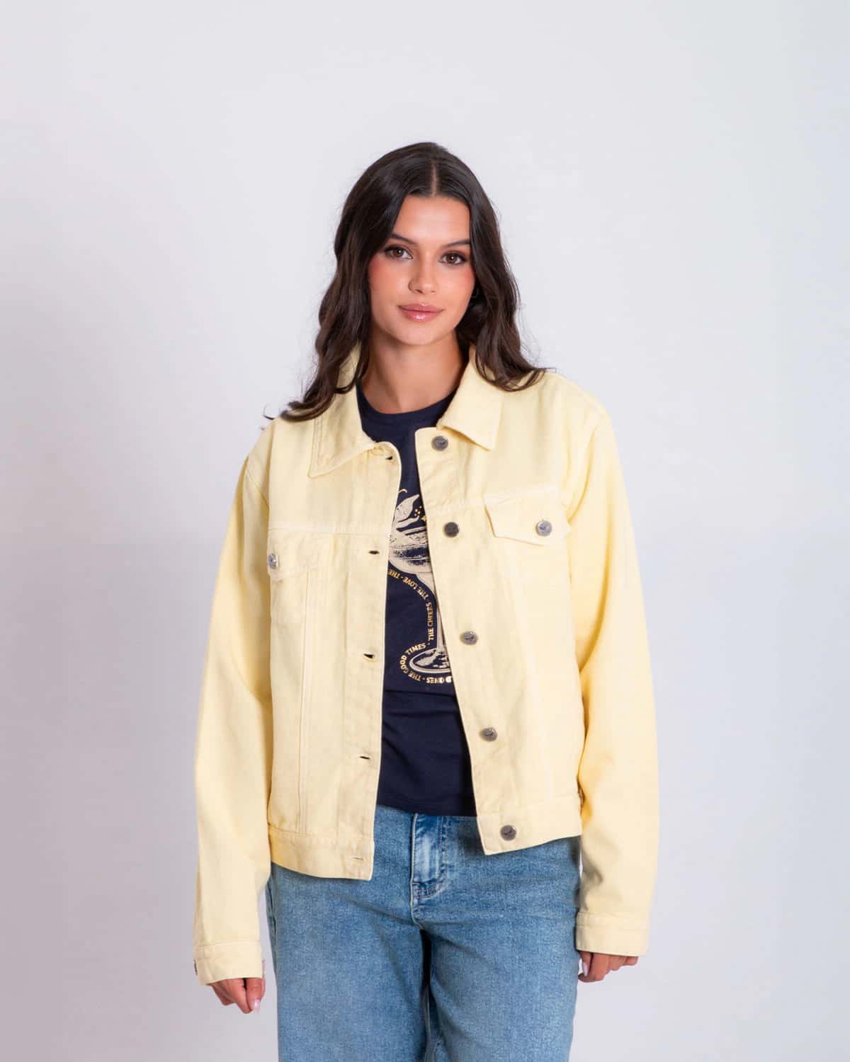 Chaqueta denim amarilla para mujer