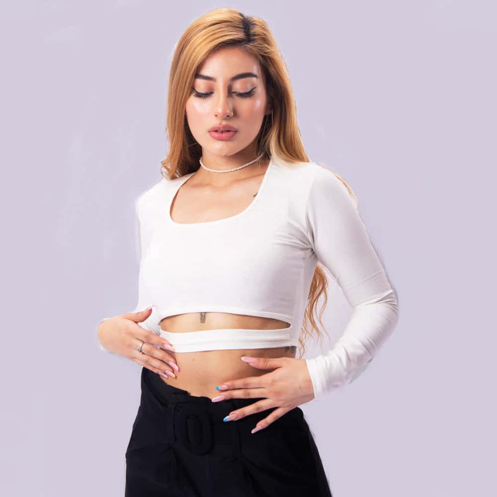 Crop Top Banda Inferior Blanco