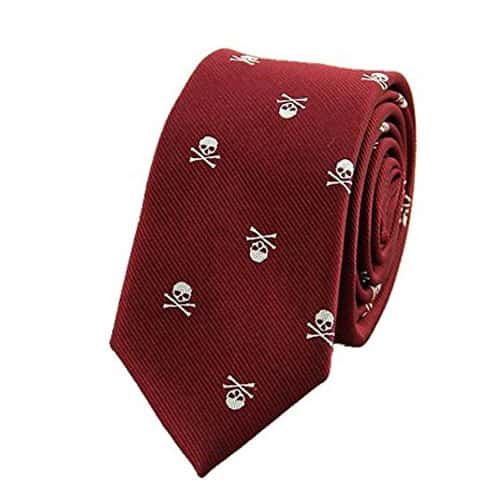 Corbata Vinotinto con Calaveras