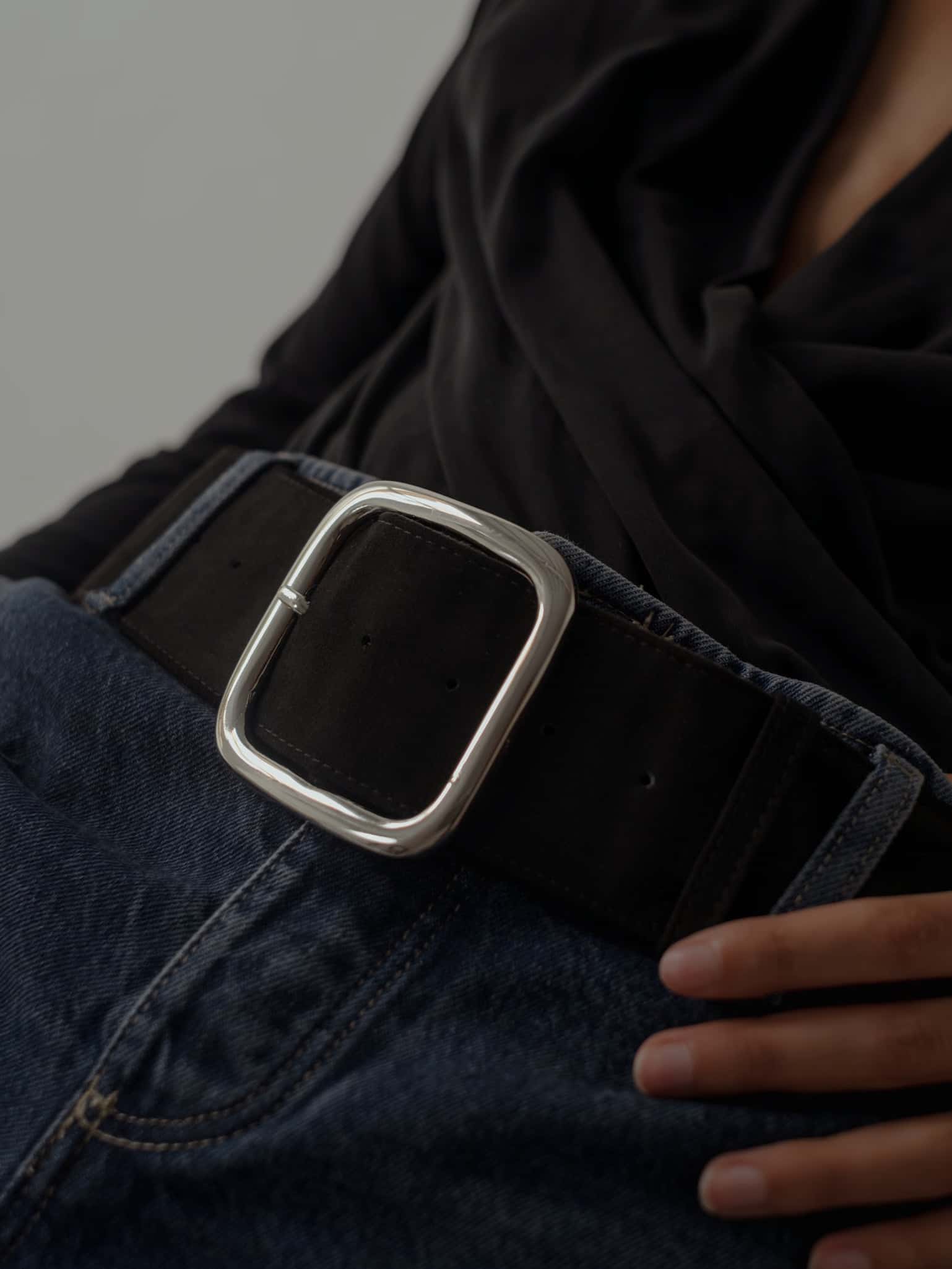 SUEDE BIG BELT - BLACK