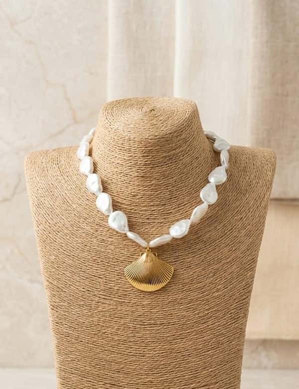 Collar Maxi Concha Perlado Blanco