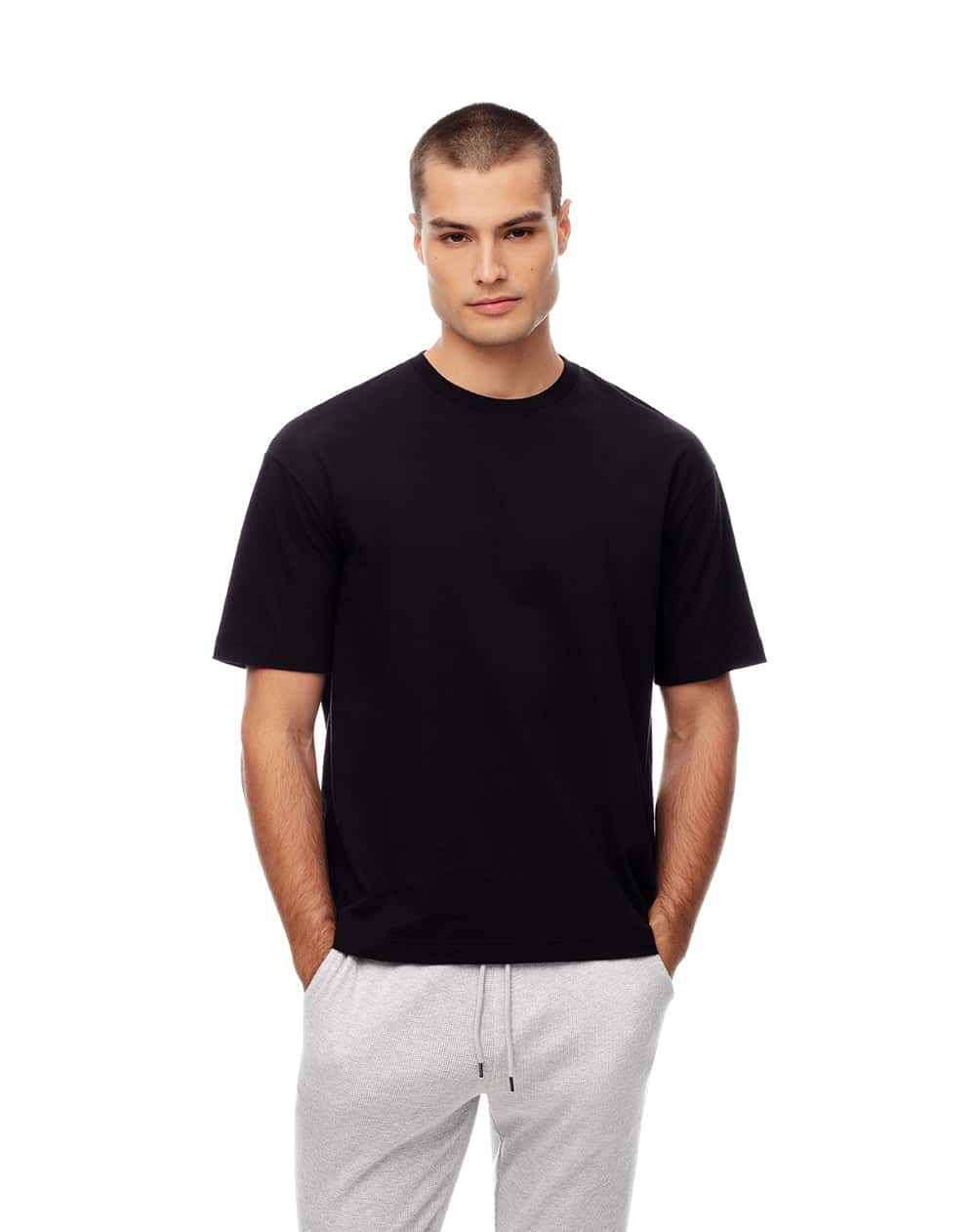Camiseta relax algodón negra hombre
