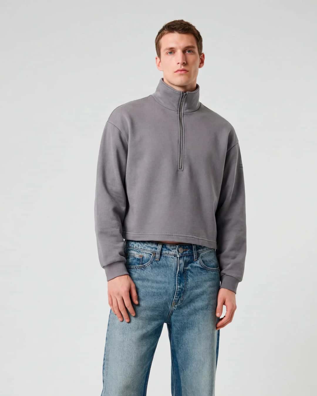 MONOGRAM HALF ZIP GRAY SWEATER - miniatura 2