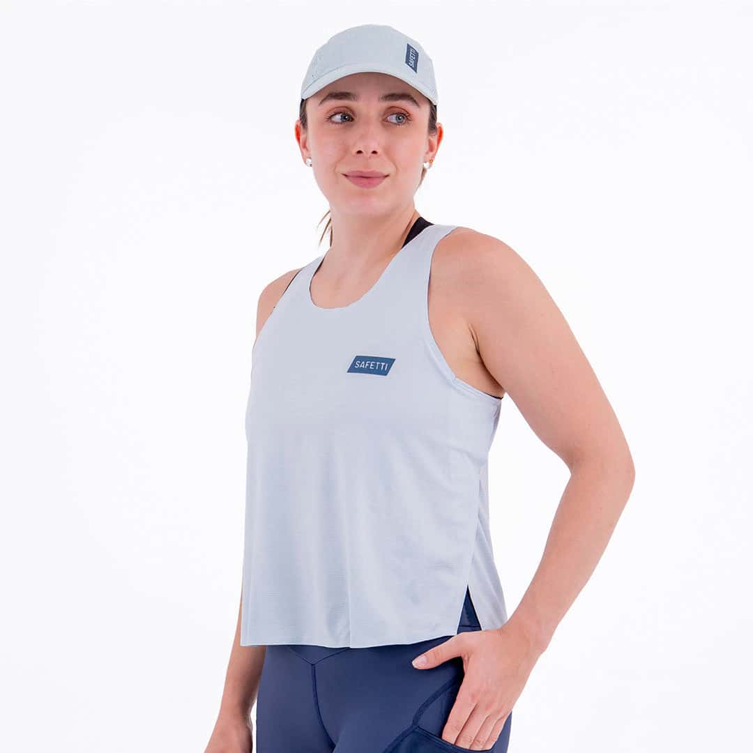 CAMISETA RUNNING MANGA SISA LEVIT AZUL CLARO PARA MUJER - miniatura 3