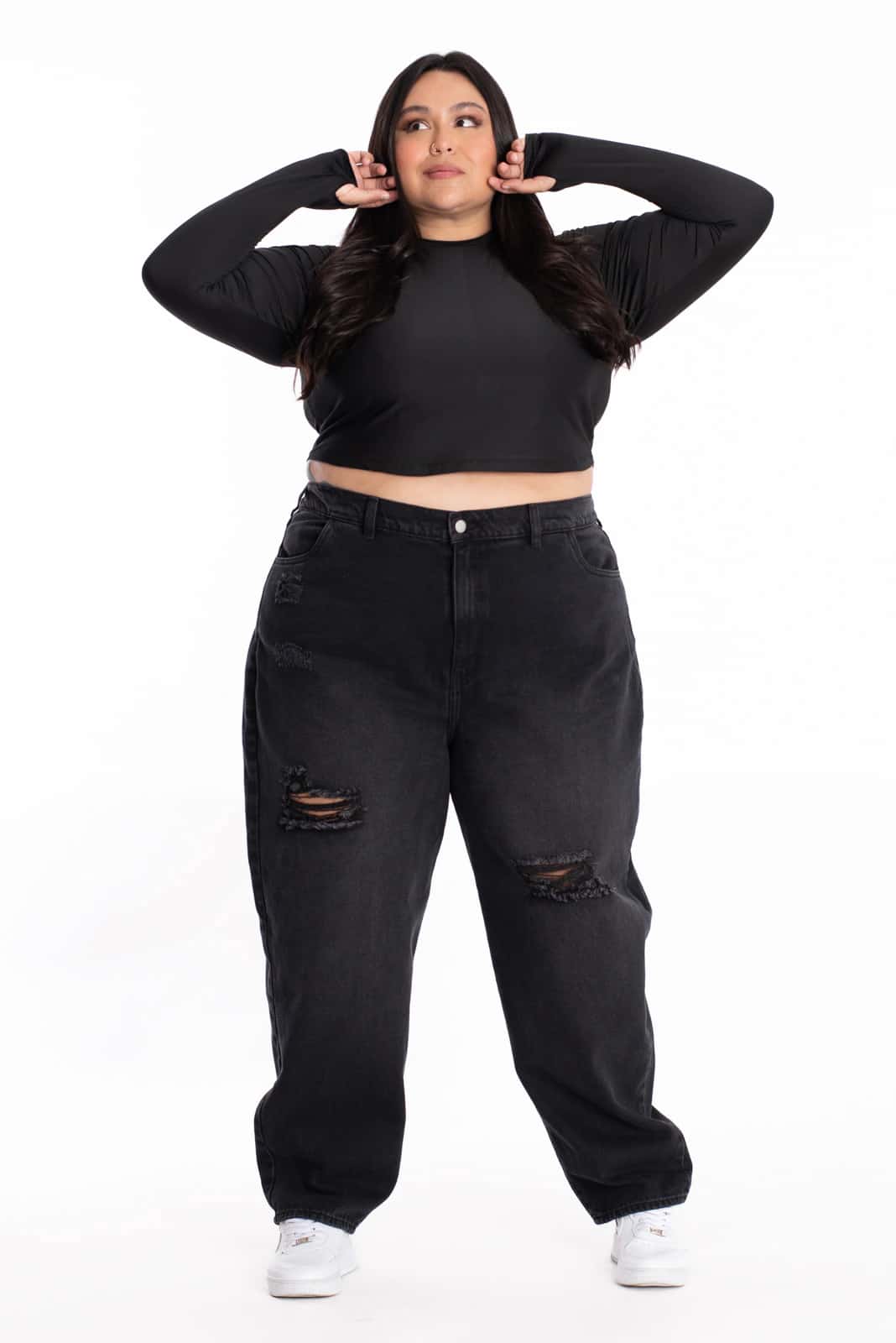 Jean Boyfriend Negro Rotos 413
