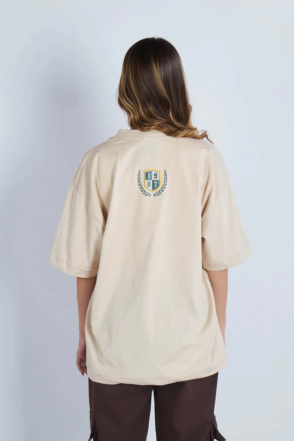 Camiseta oversize estampado New Jersey Beige | DROP 03 | - miniatura 5