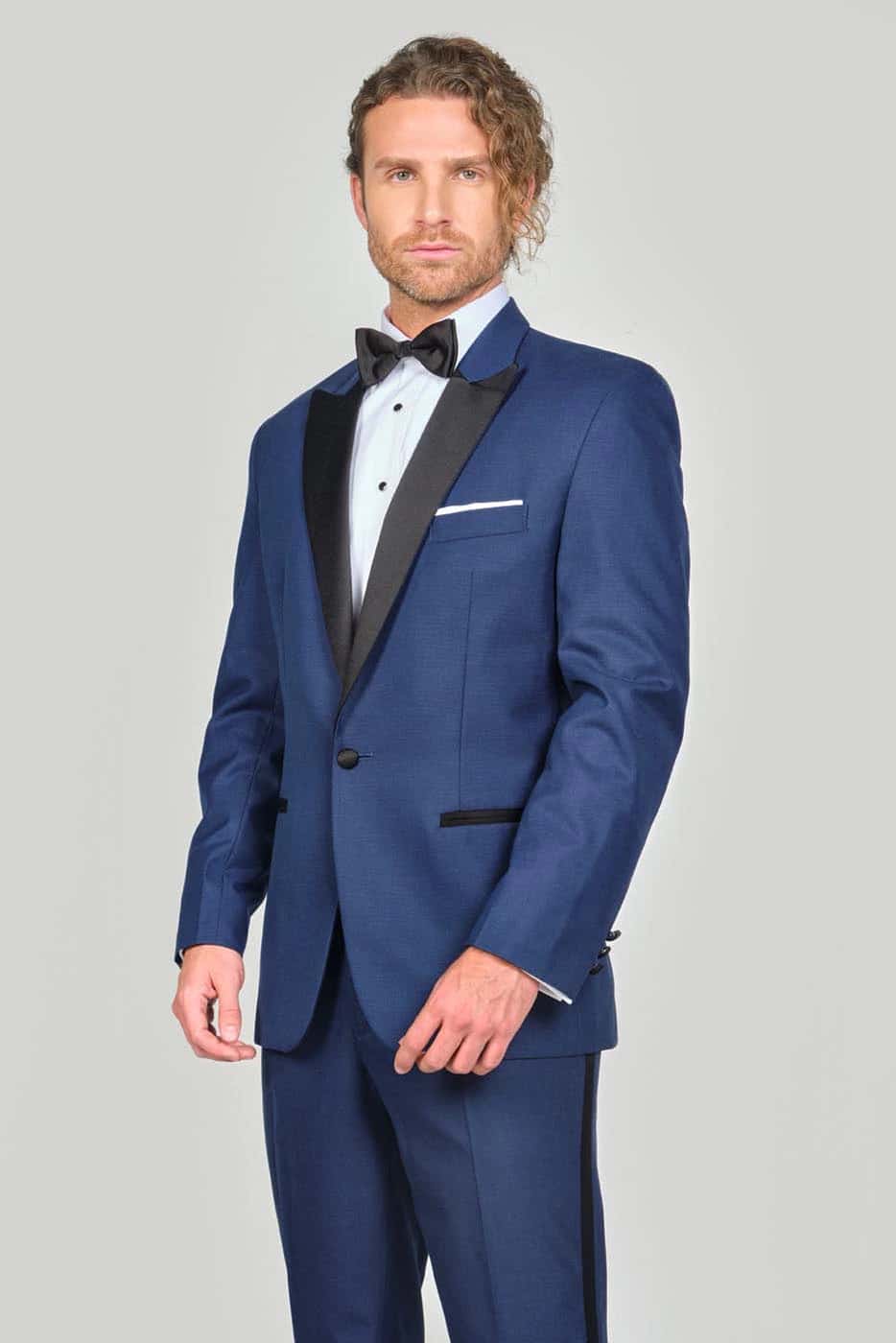 Traje Formal Sobre Medida Paño Tropical Azul Piquet
