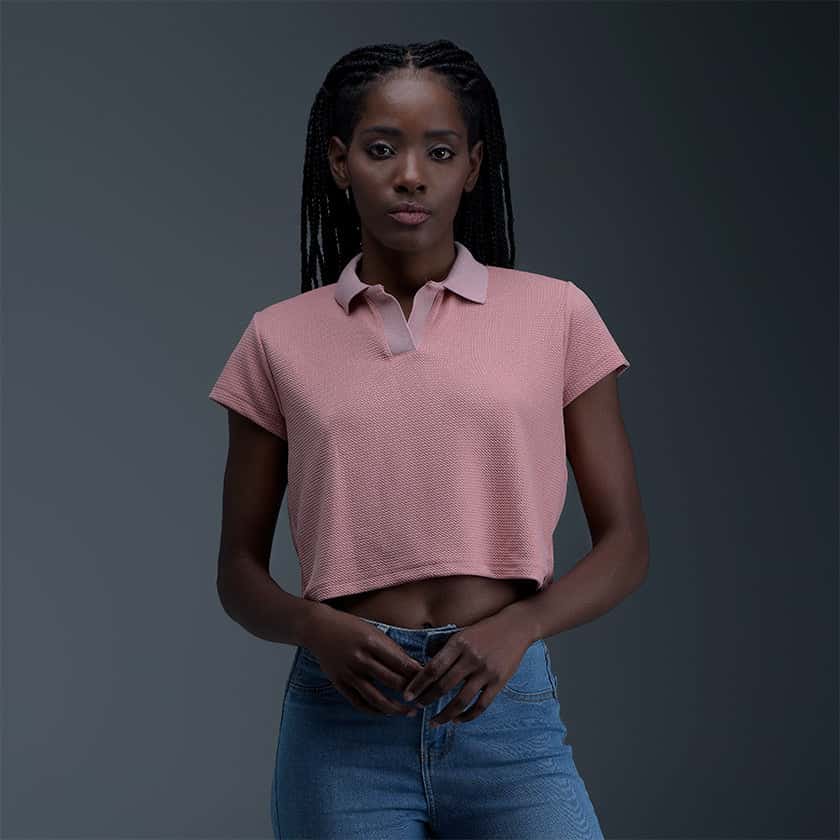 Blusa Cuello Camisero Rosada Mujer