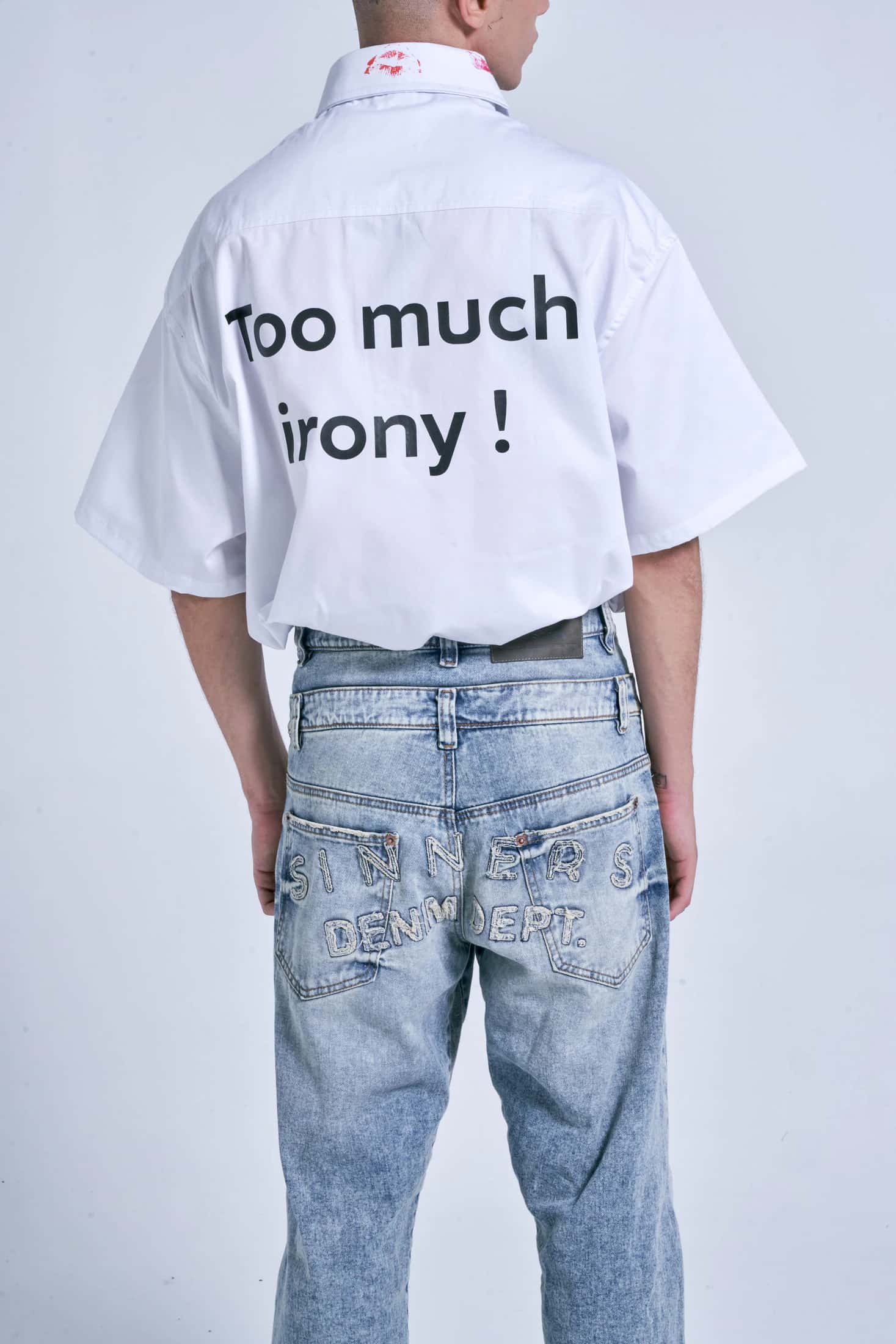 TOO MUCH IRONY! WHITE OVERSHIRT - miniatura 12