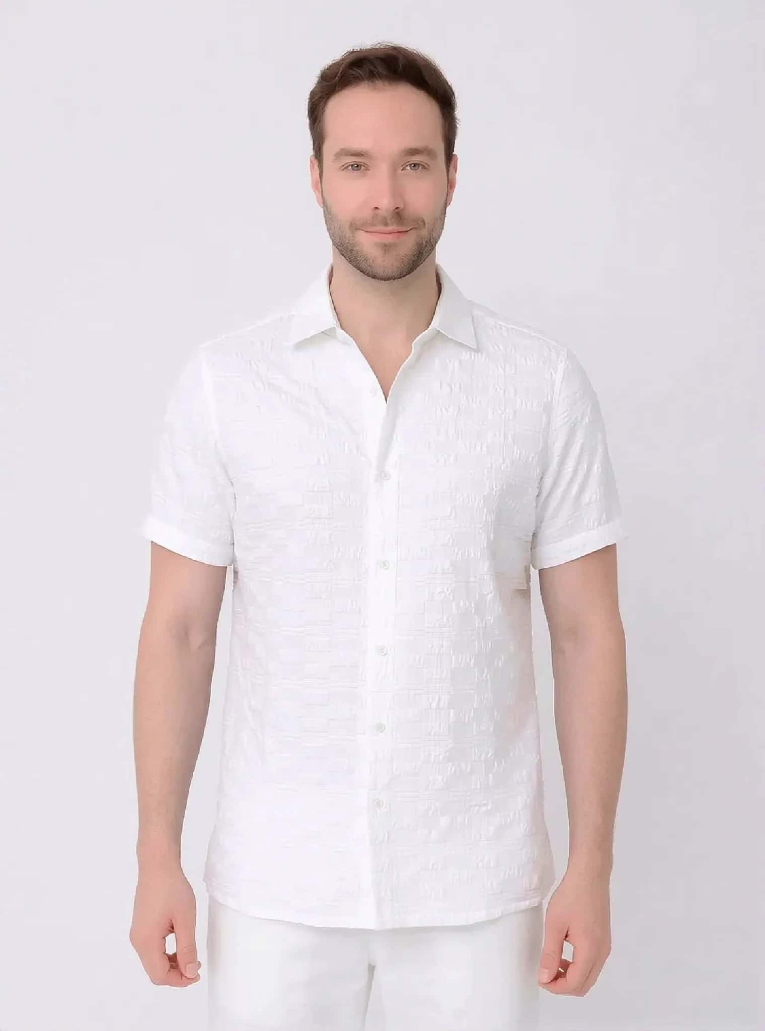 Camisa manga corta con textura para hombre Jon Sonen 027225017
