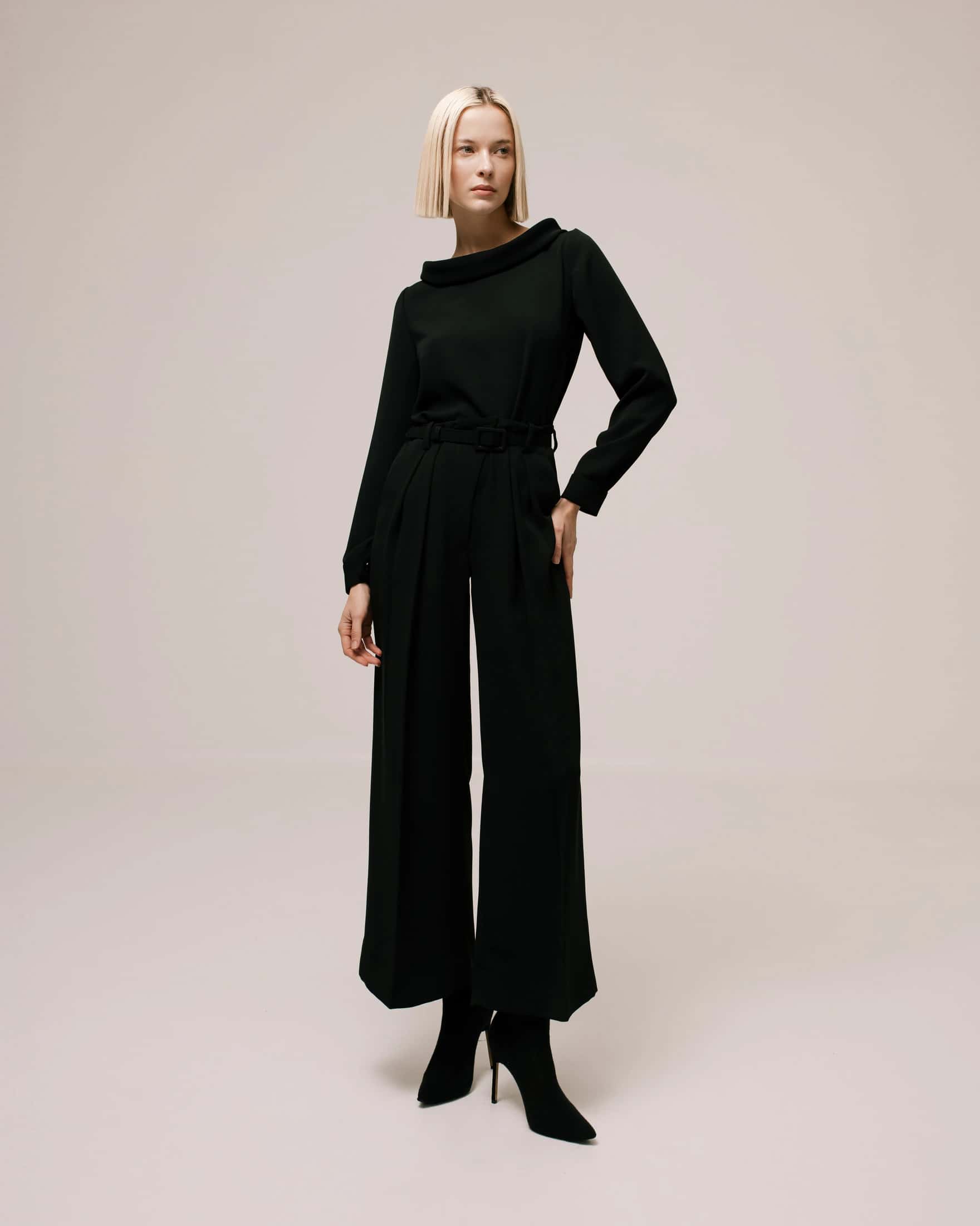 Crop Wide-Leg Pleated Cady Trousers - miniatura 3