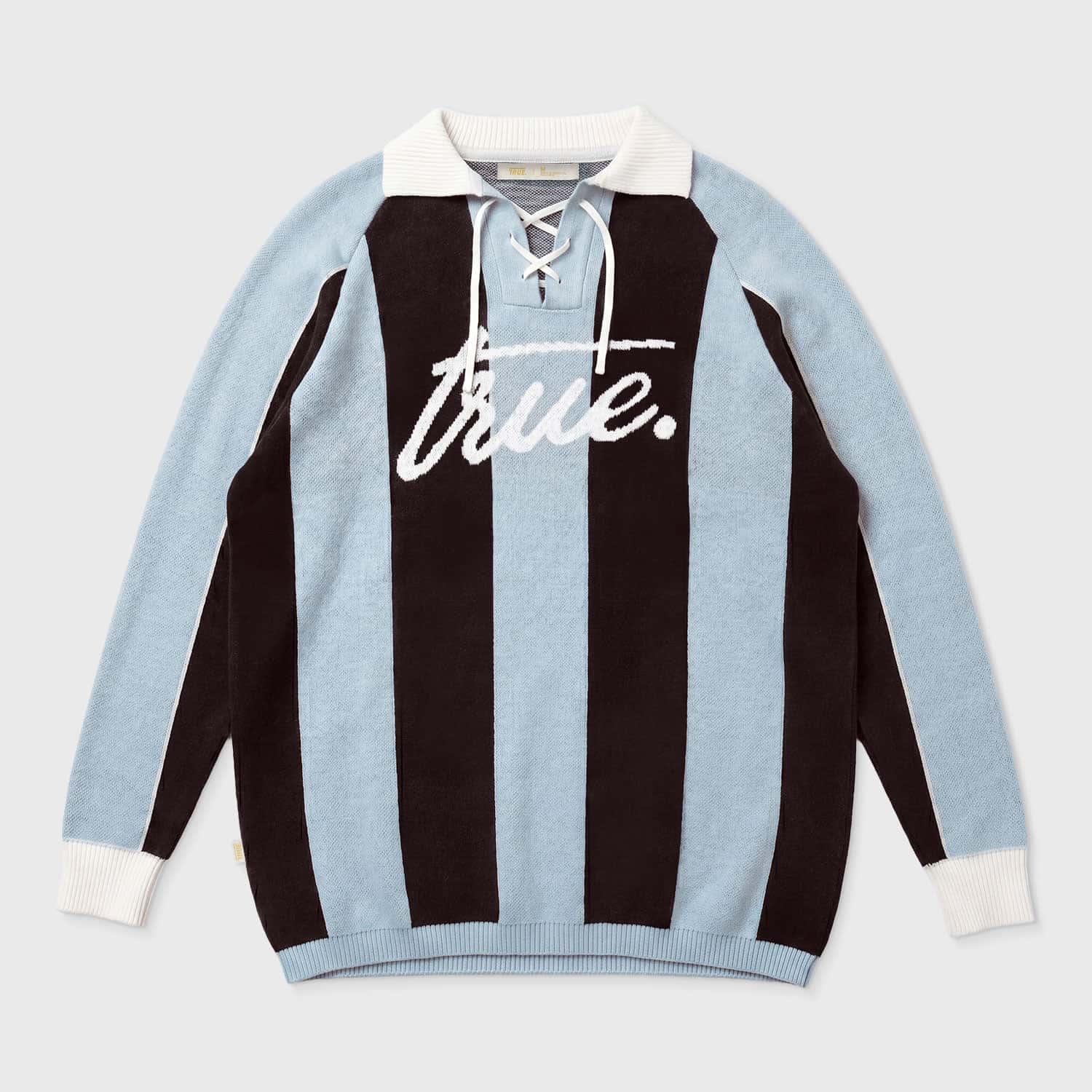 Striped Knit Polo - Blue