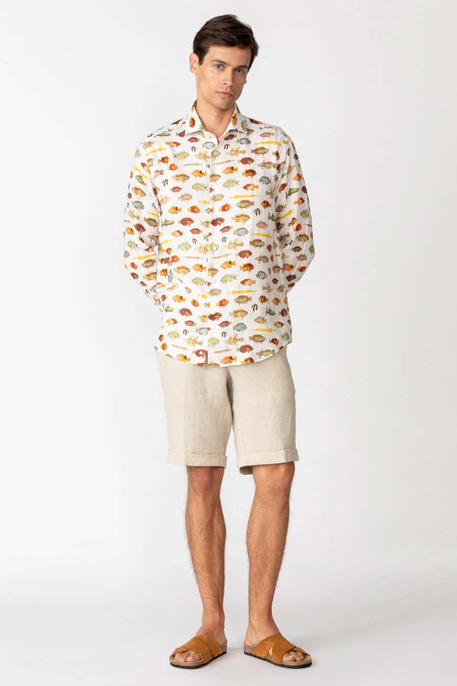 Men's linen shirt white nemo