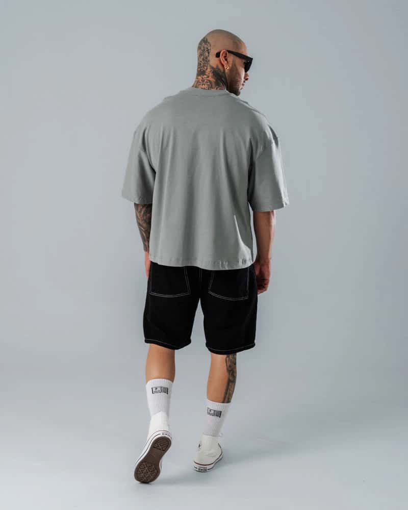Camiseta Boxy Fit Básica Gris Claro - miniatura 5