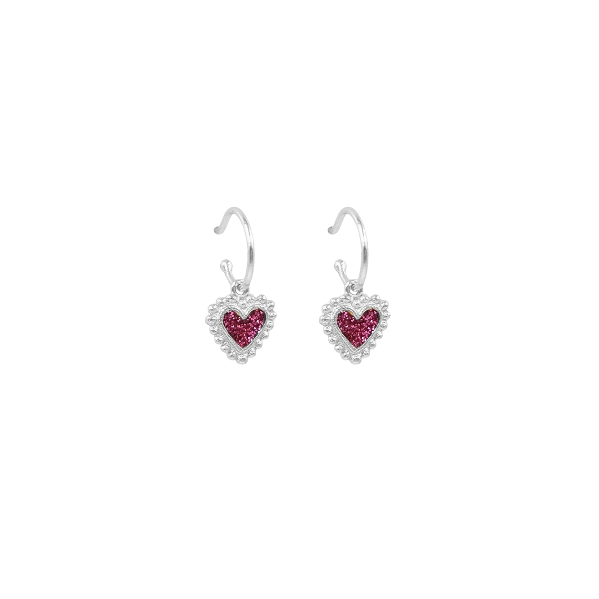 Candongas Baby Beating Hearts Glitter Plata