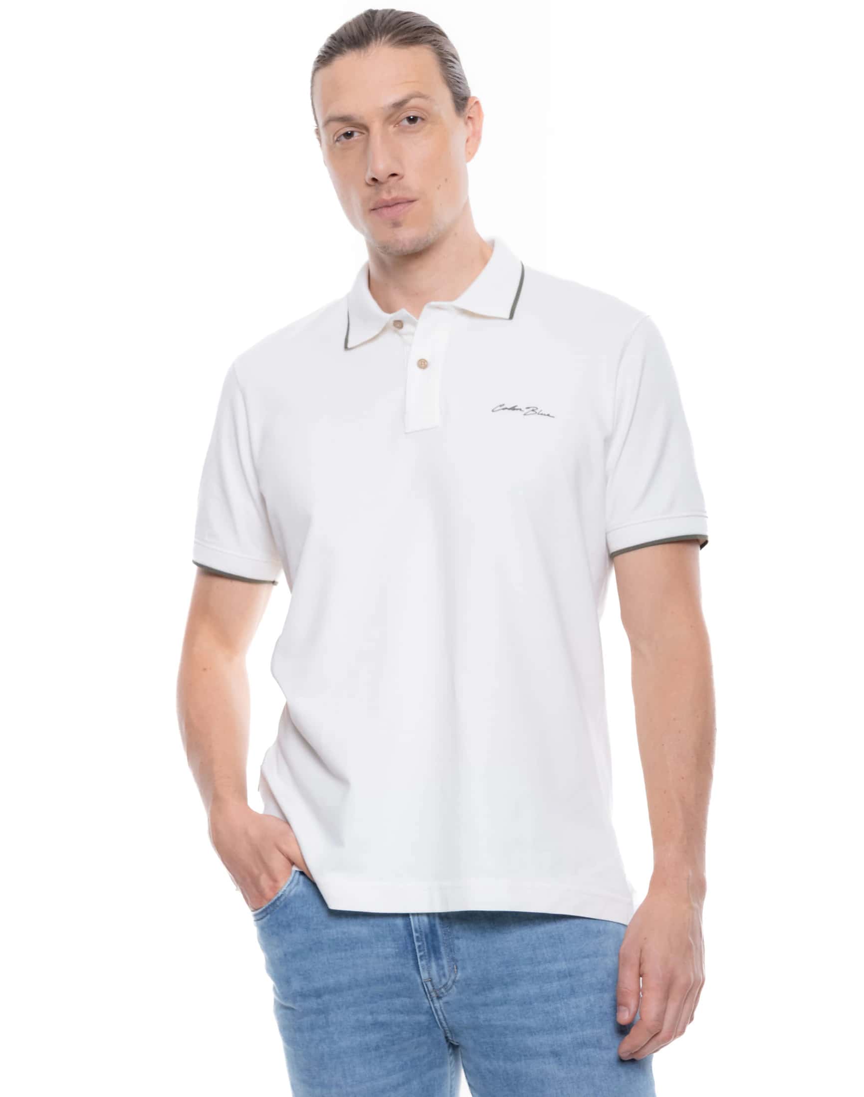 Polo Unicolor Con Perrilla Y Puños Contraste