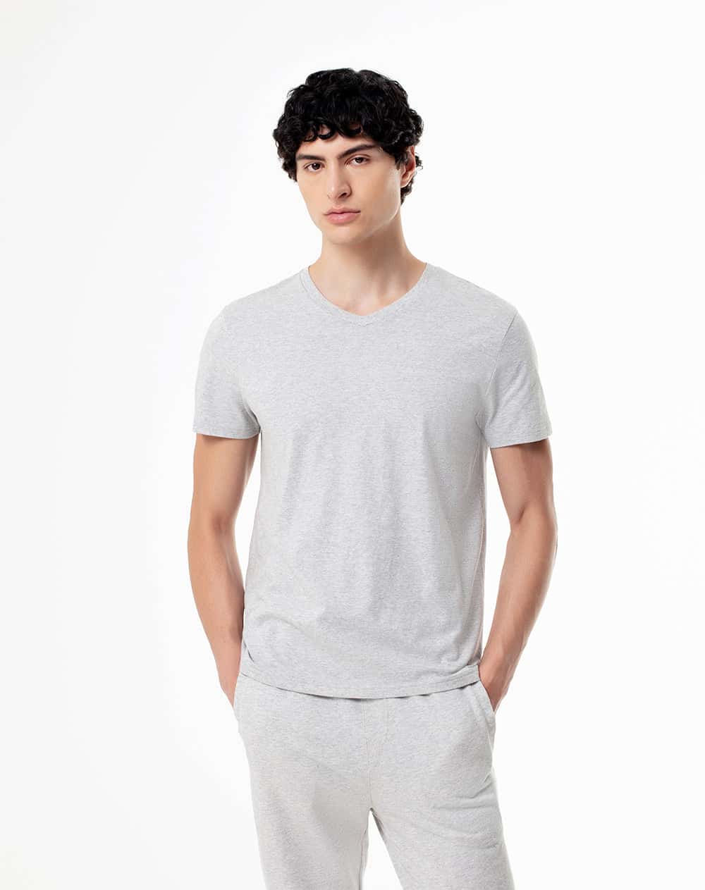 Camiseta relax algodón jersey gris hombre