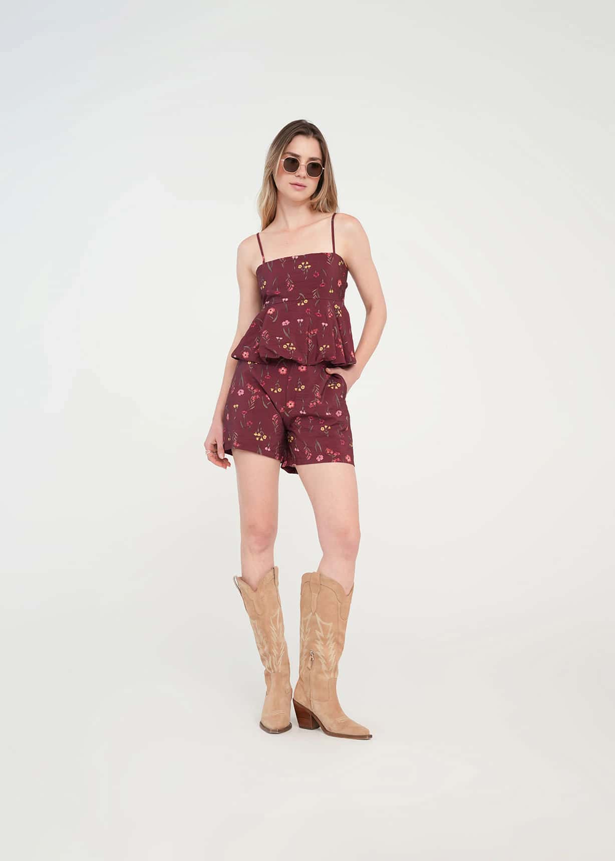 Short corto floral