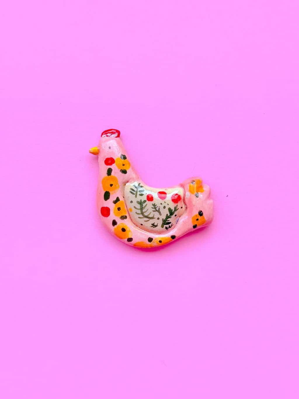 Imán loreta la gallina de flores