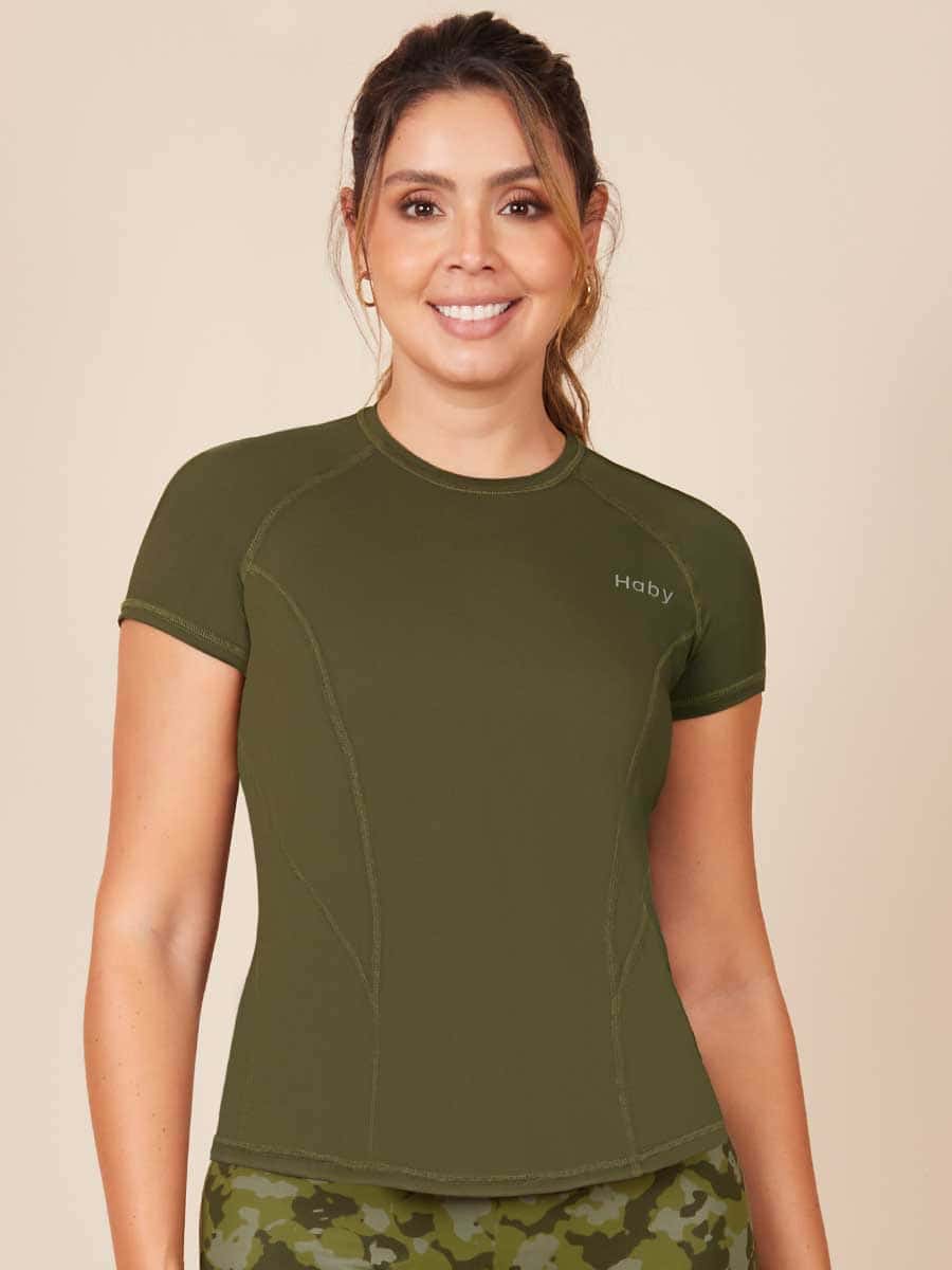 Camiseta Deportiva Para Mujer Color Verde Militar